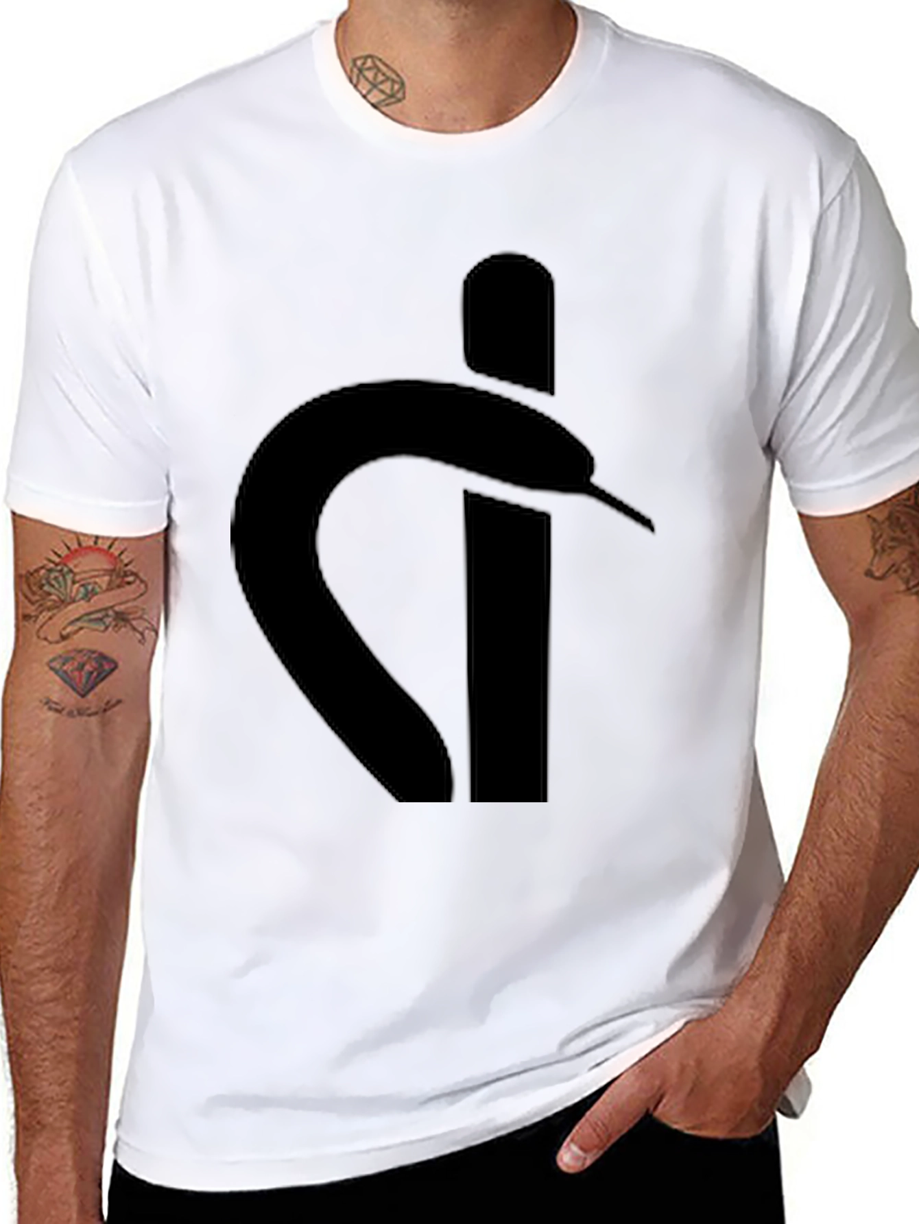 Black Stylish Black Graphic Tee - Snake Logo view 8