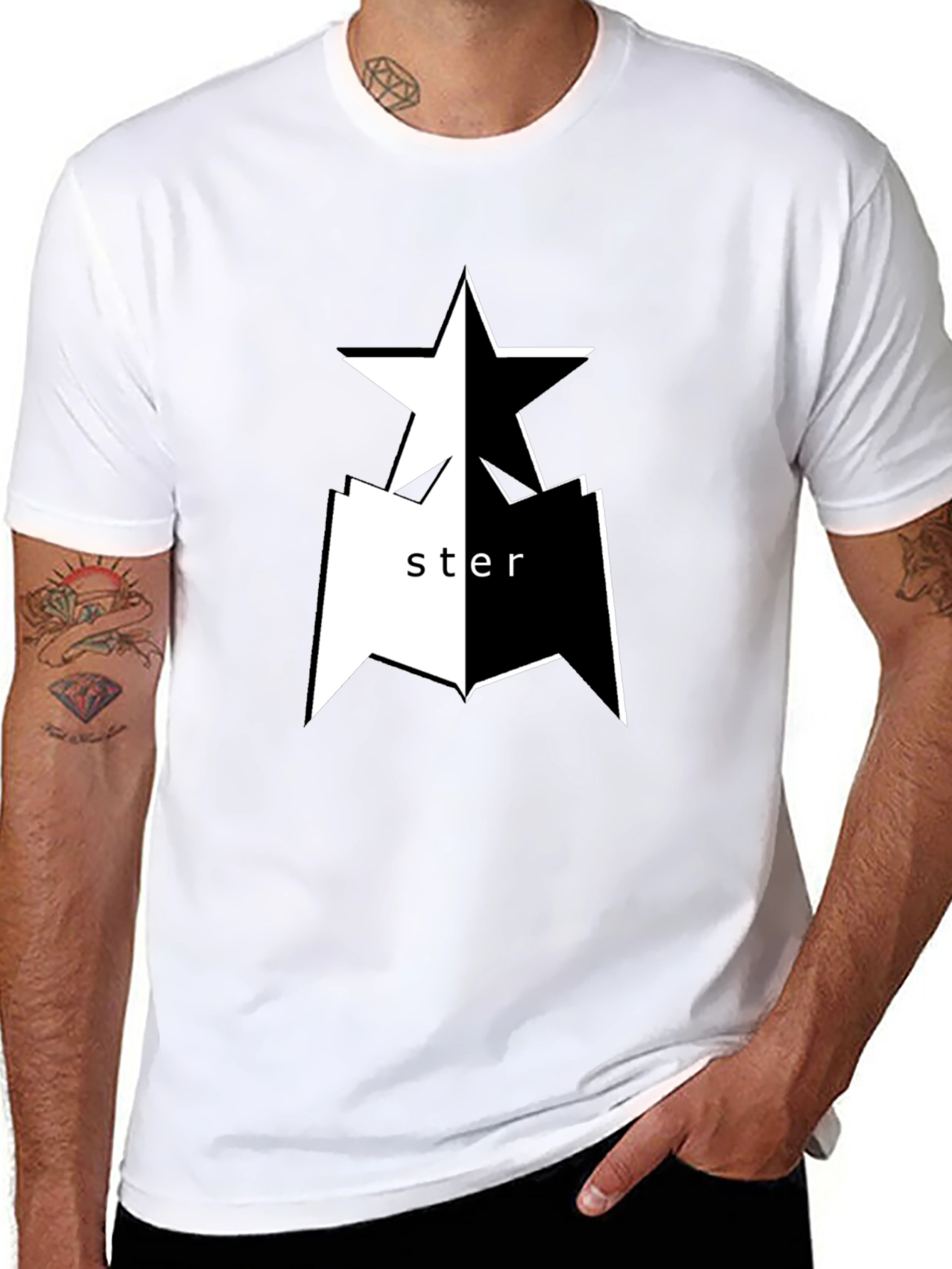 Black Black Graphic Tee - Star Design view 8
