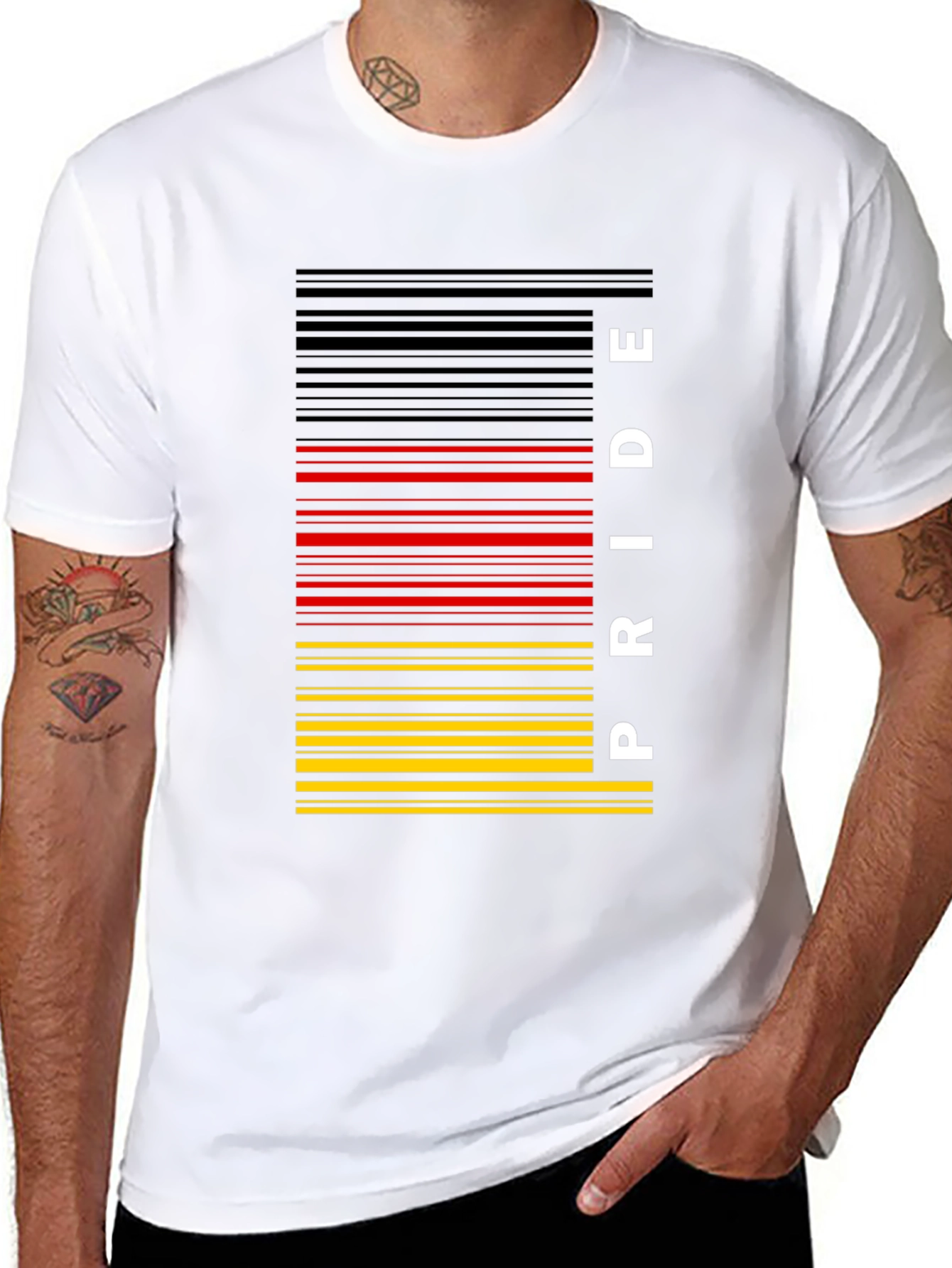 Pride Barcode T-Shirt - Black German Flag Colors - 8