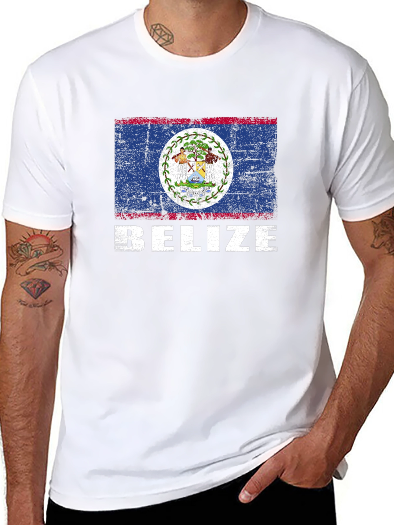 Belize Flag T-Shirt - Vintage Distressed Design - 8