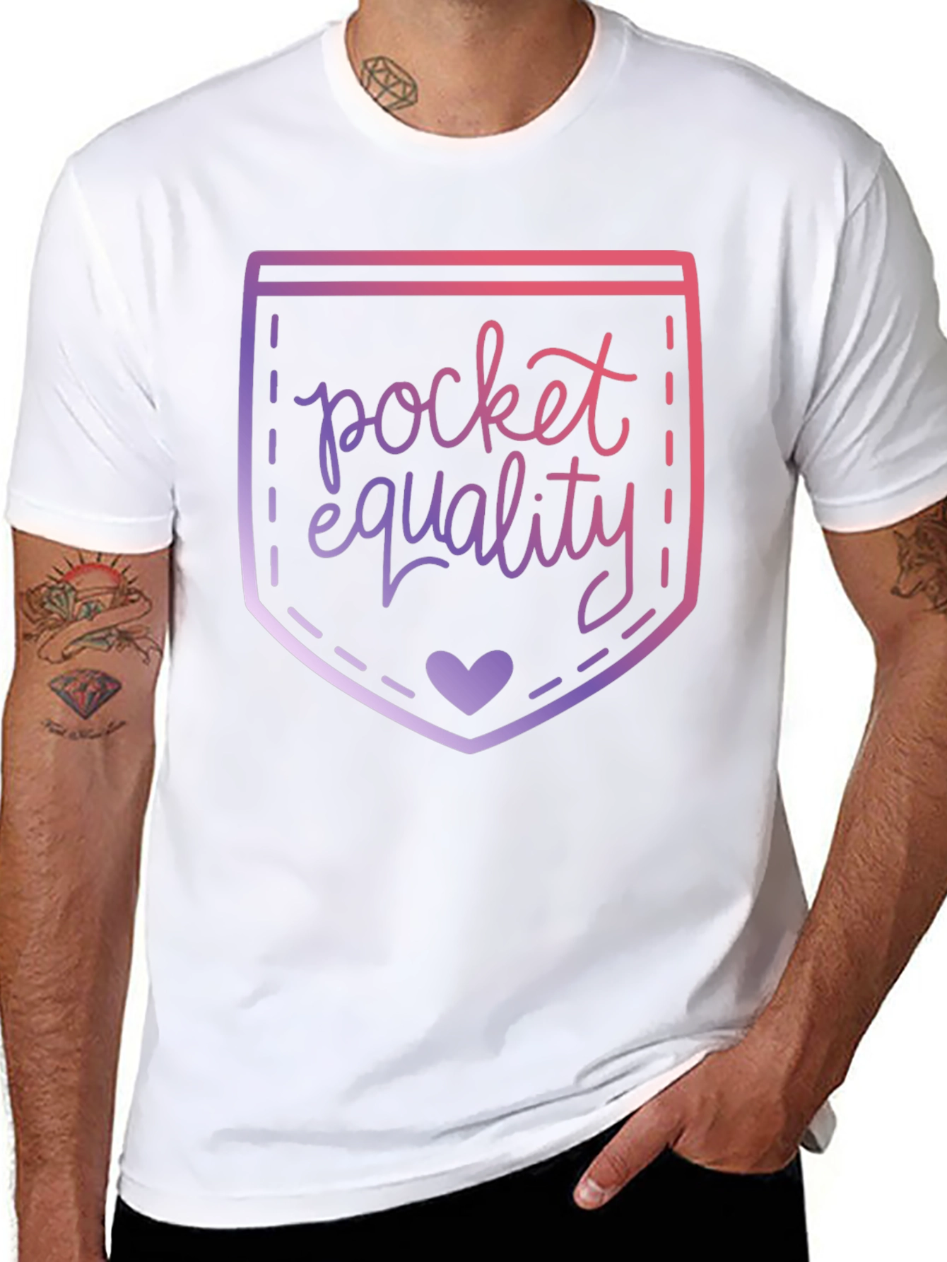 Black Pocket Equality Graphic T-Shirt view 8