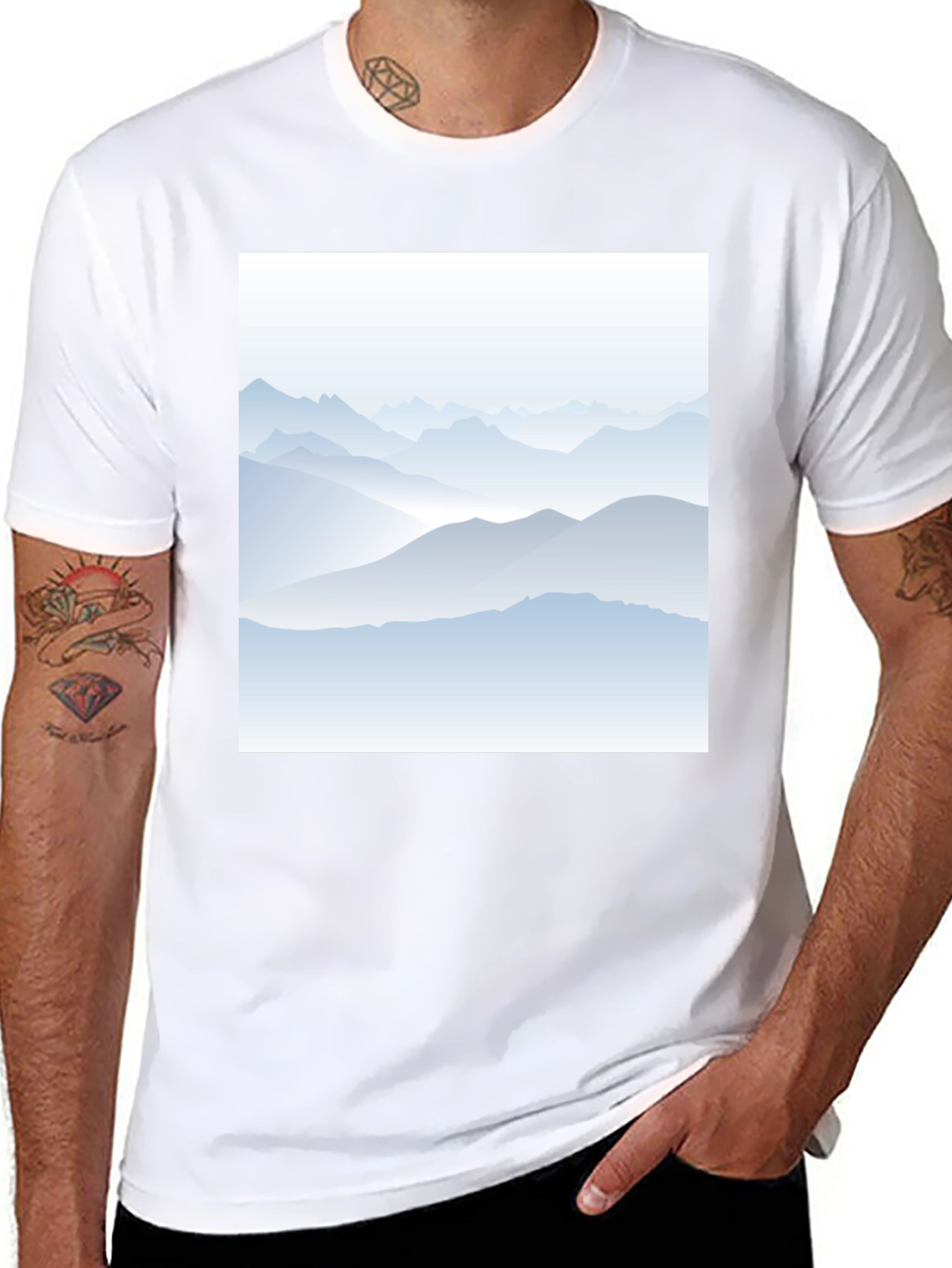 Black Mountain Range Graphic Print Black T-Shirt view 8
