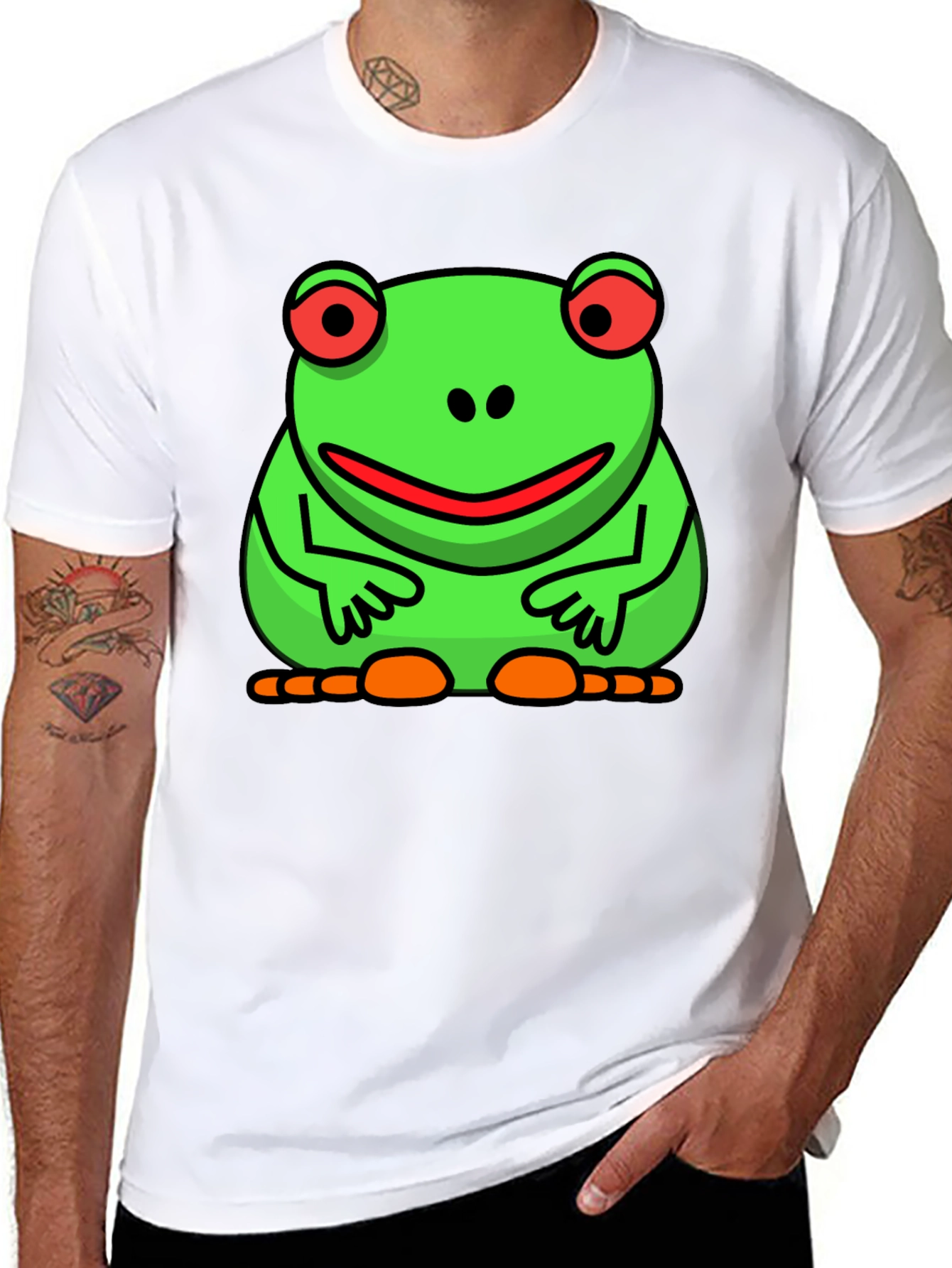 Black Funny Frog Graphic Tee - Black Cotton T-Shirt view 8