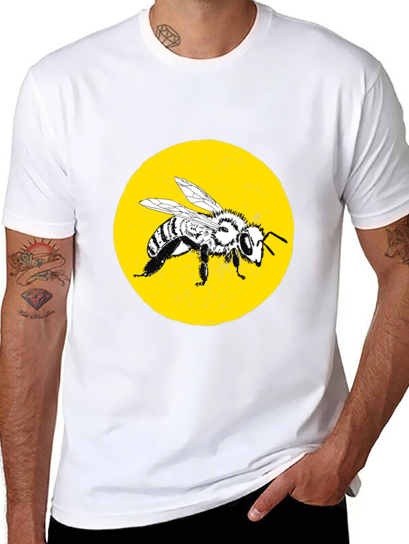 Bee Graphic Tee - Stylish Black Cotton T-Shirt - 8