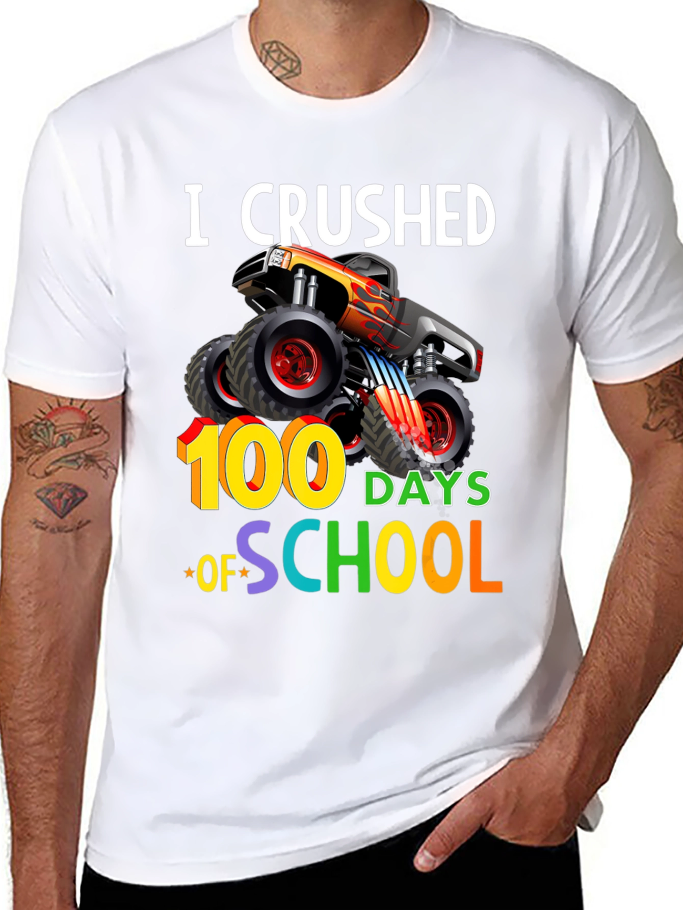 Crushed 100 Days of School Monster Truck T-Shirt - 8