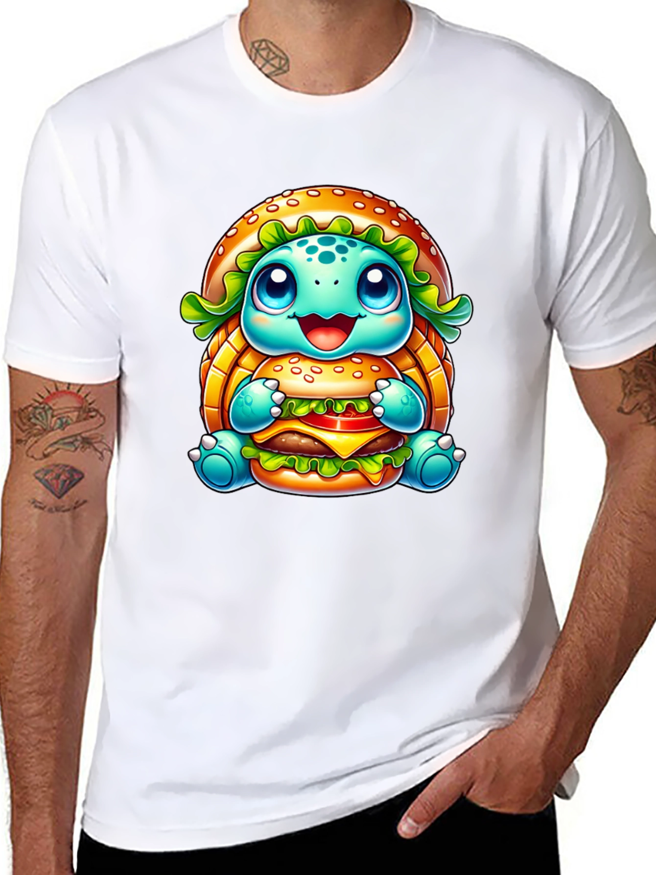 Black Turtle Burger Graphic Black T-Shirt view 8