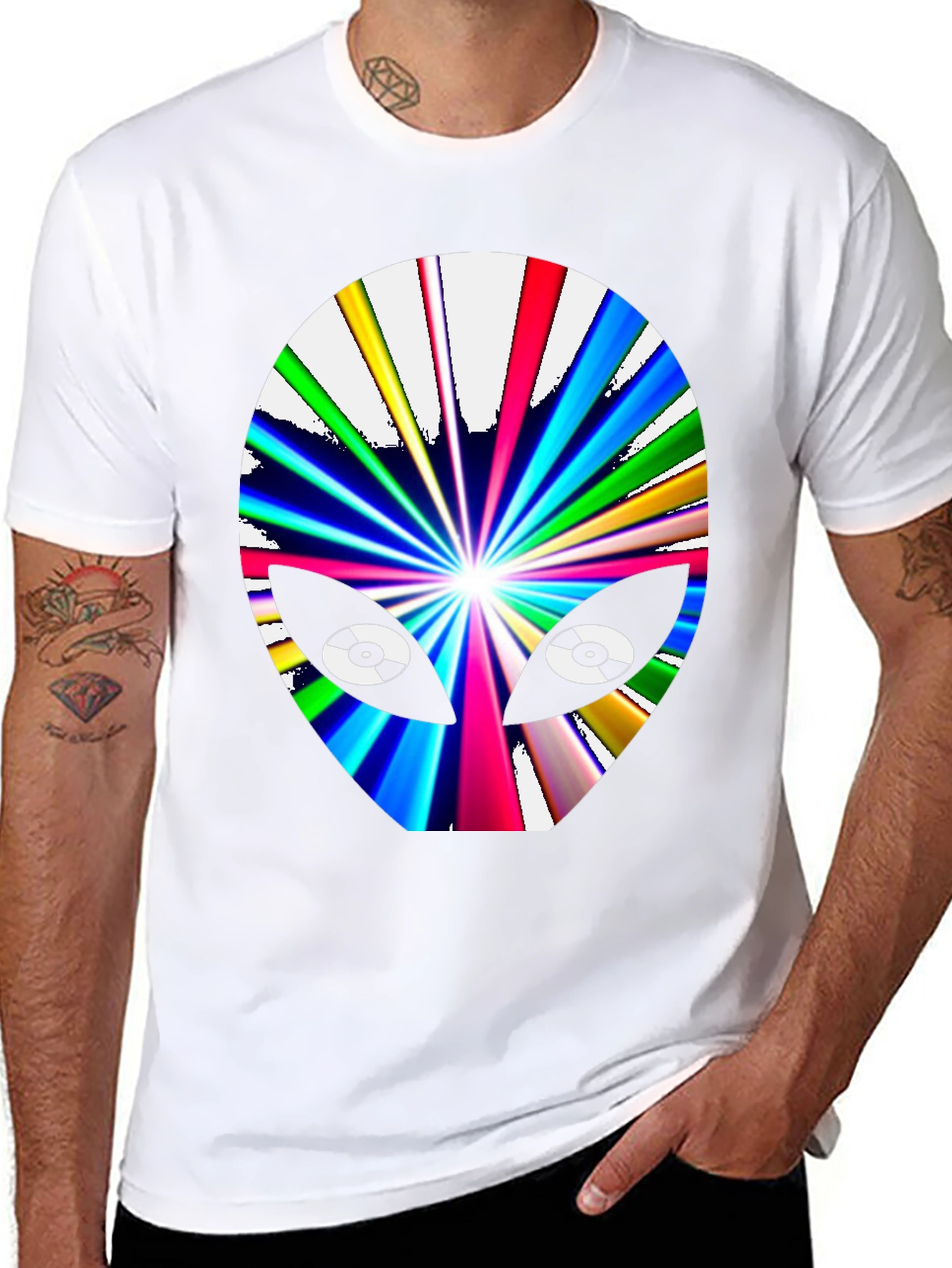 Black Retro Alien Graphic T-Shirt - Black Cotton Tee view 8