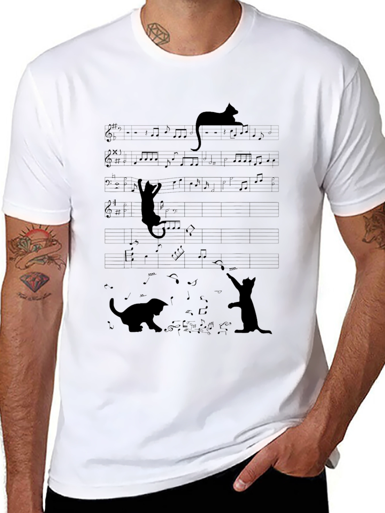 Black Cat Music Black T-Shirt view 8