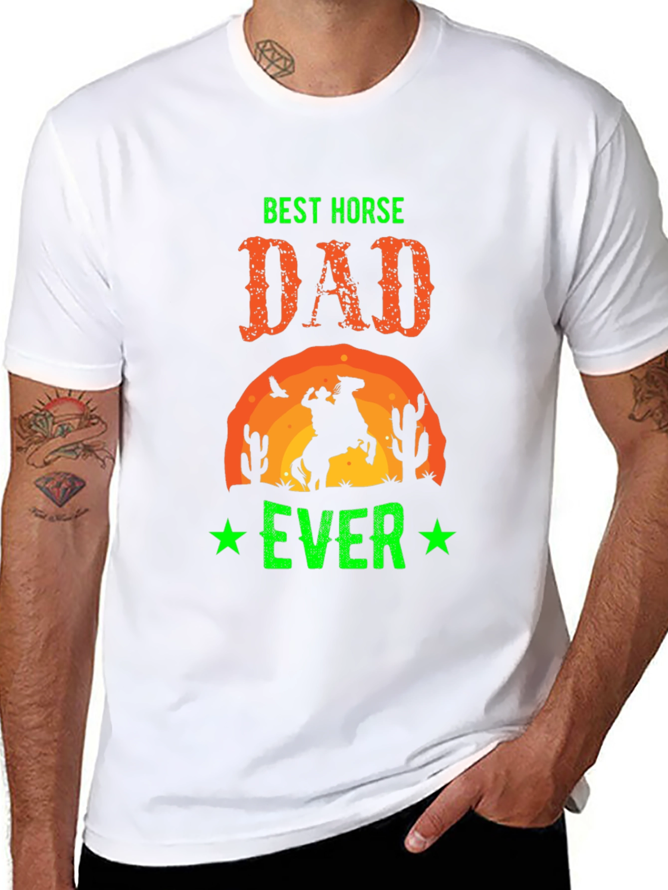 Black Best Horse Dad Ever Graphic T-Shirt view 8