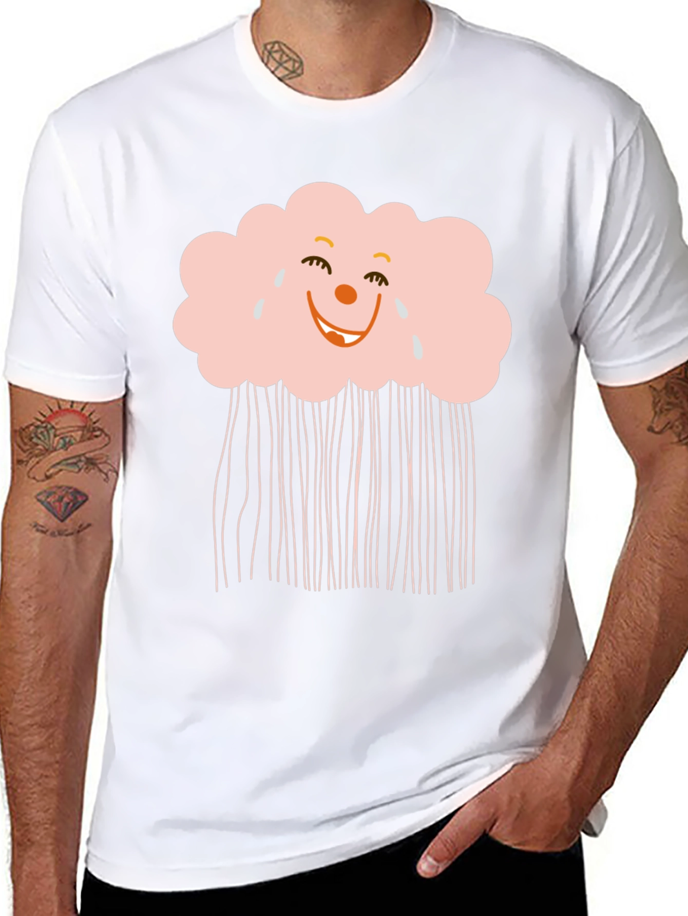 Black Funny Cloud T-Shirt - Black Cotton Tee view 8
