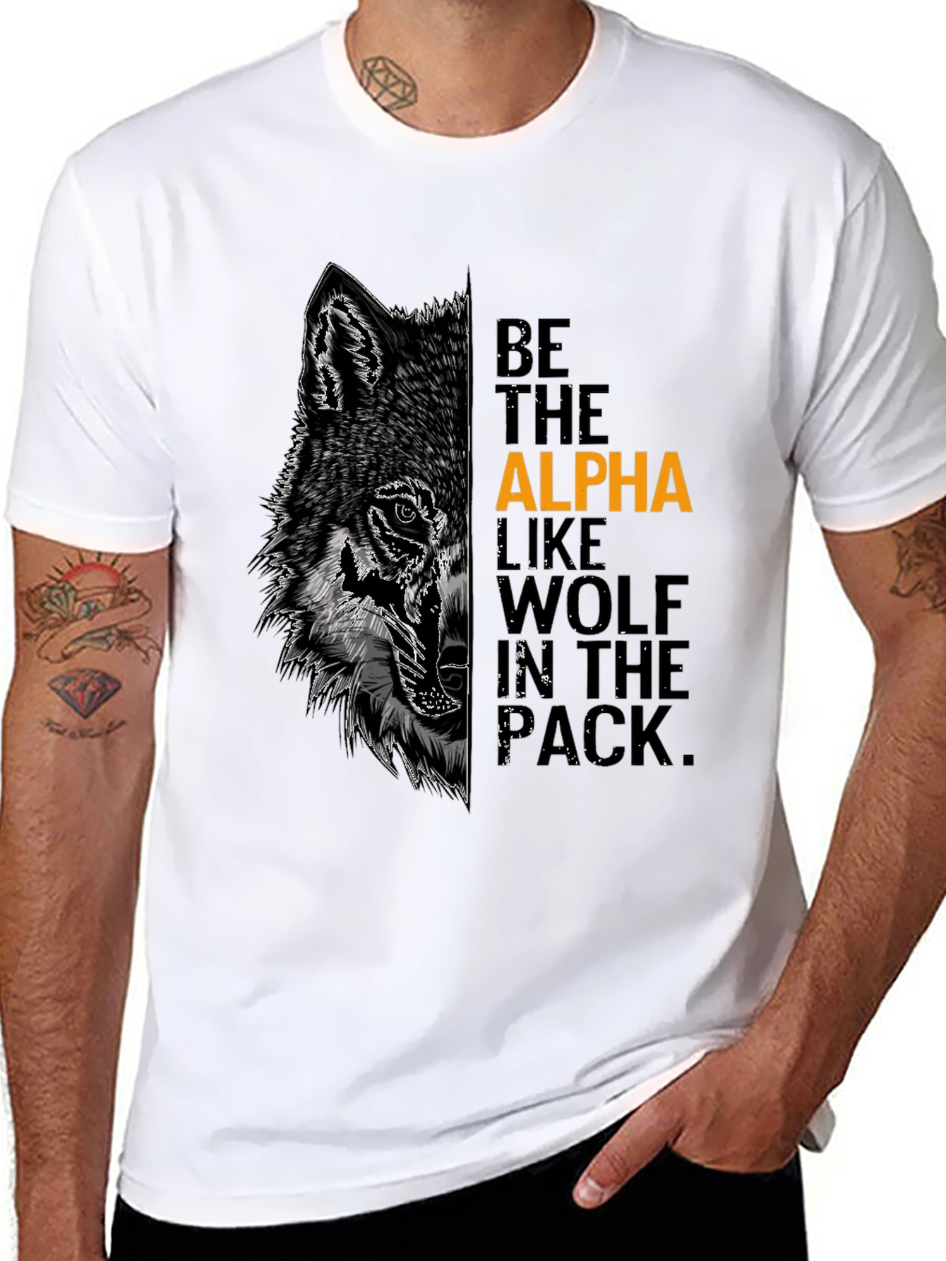 Black Alpha Wolf Graphic Tee - Be the Leader view 8