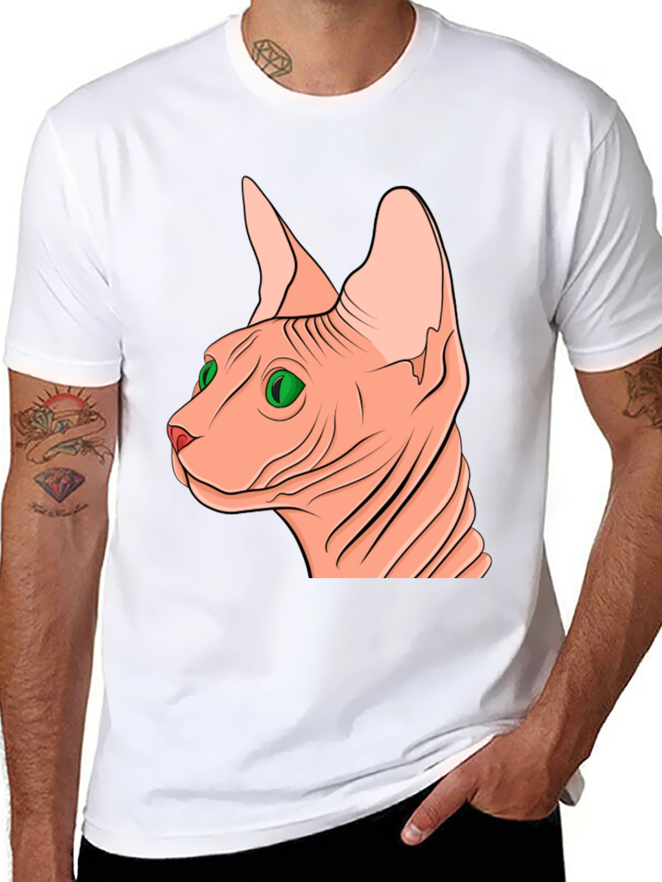 Black Sphynx Cat Graphic Tee - Unique Design view 8