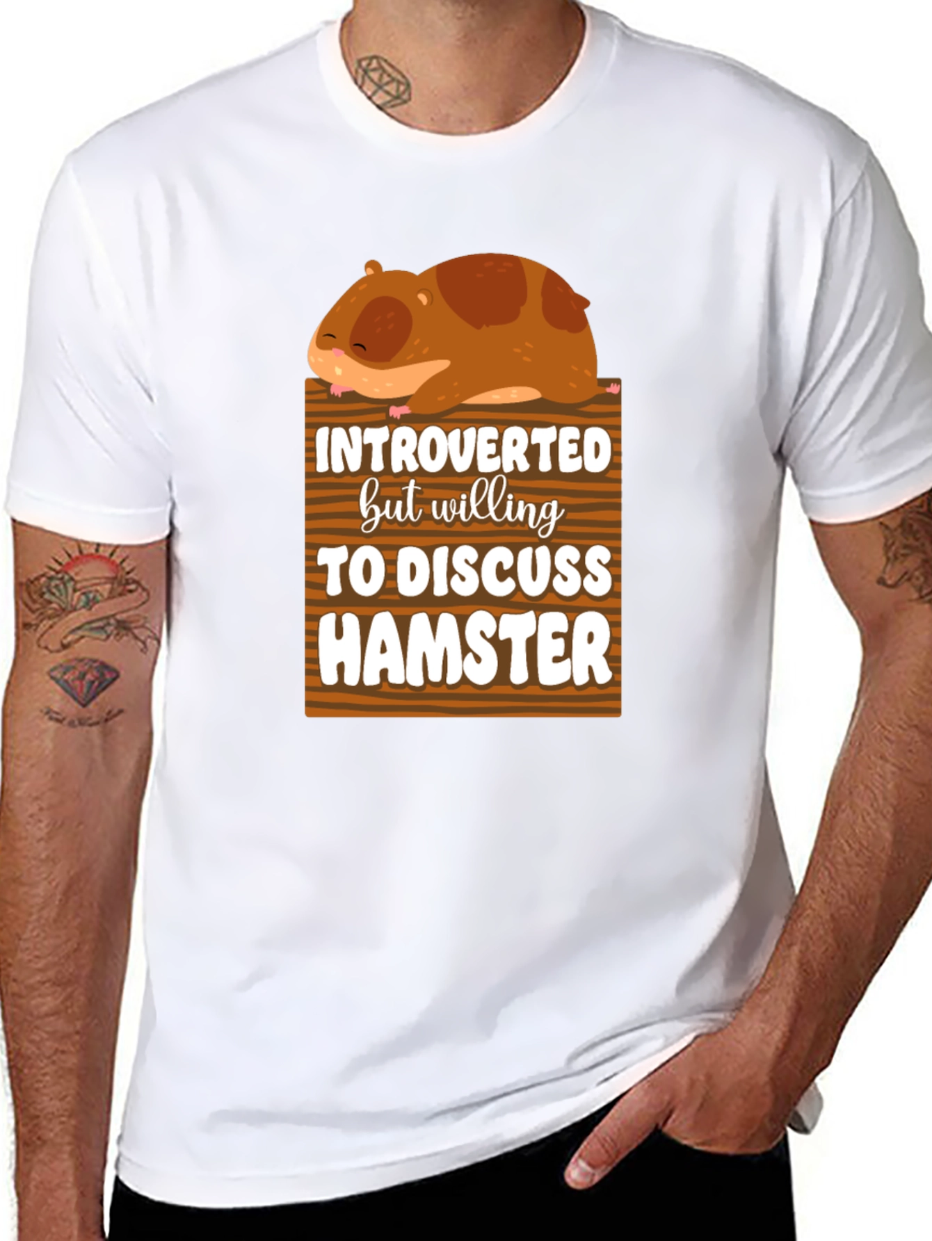 Black Introverted Hamster Graphic T-Shirt view 8