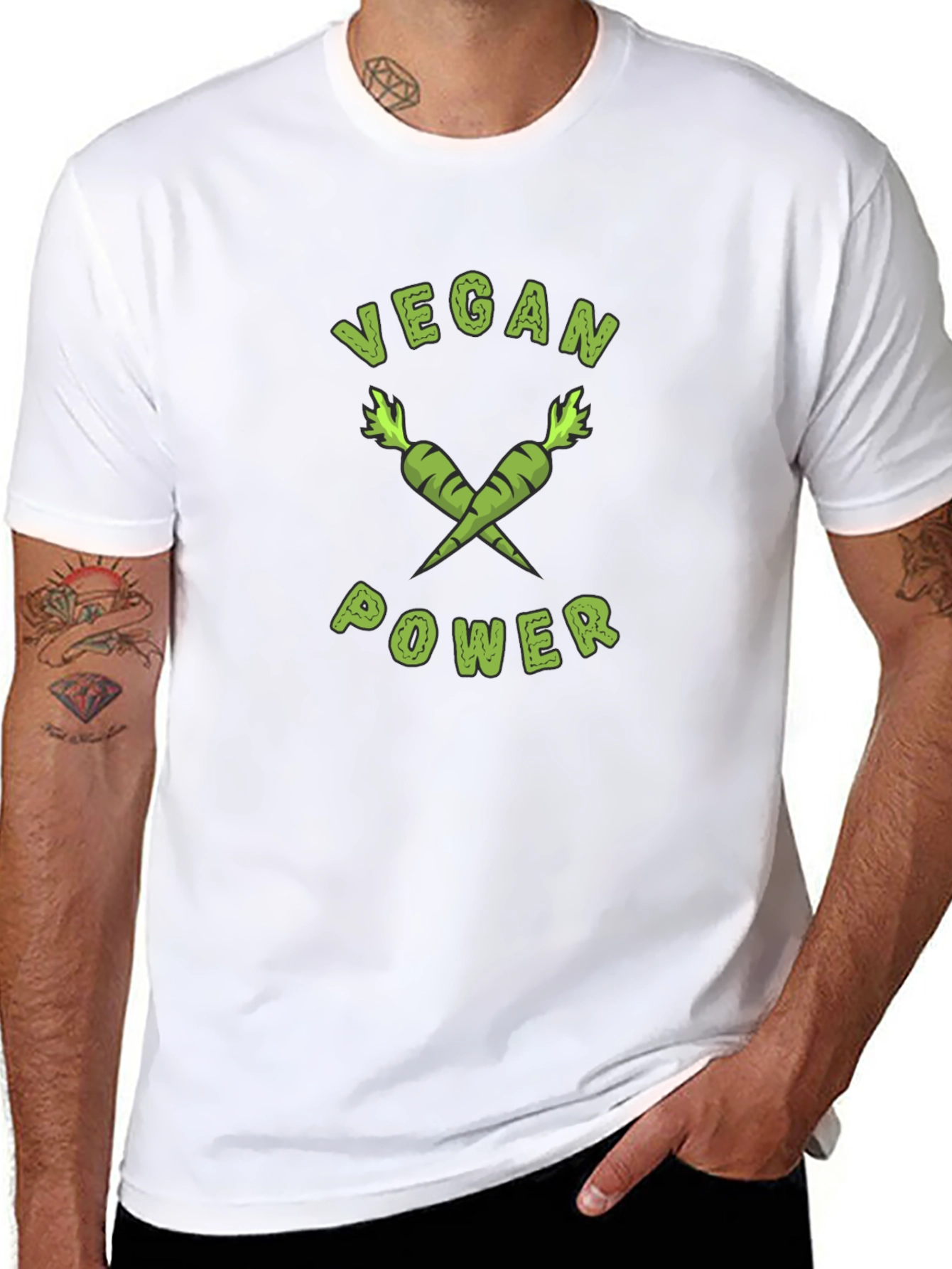 Black Vegan Power T-Shirt - Carrot Graphic Tee view 8