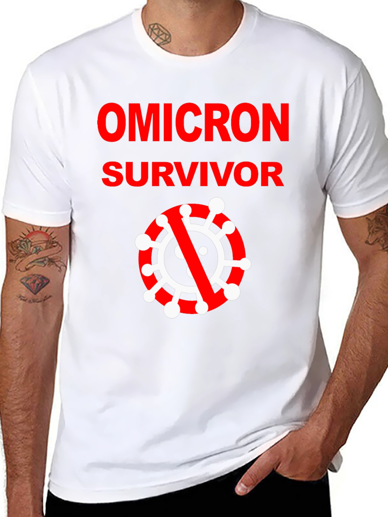Black Omicron Survivor Black T-Shirt view 8