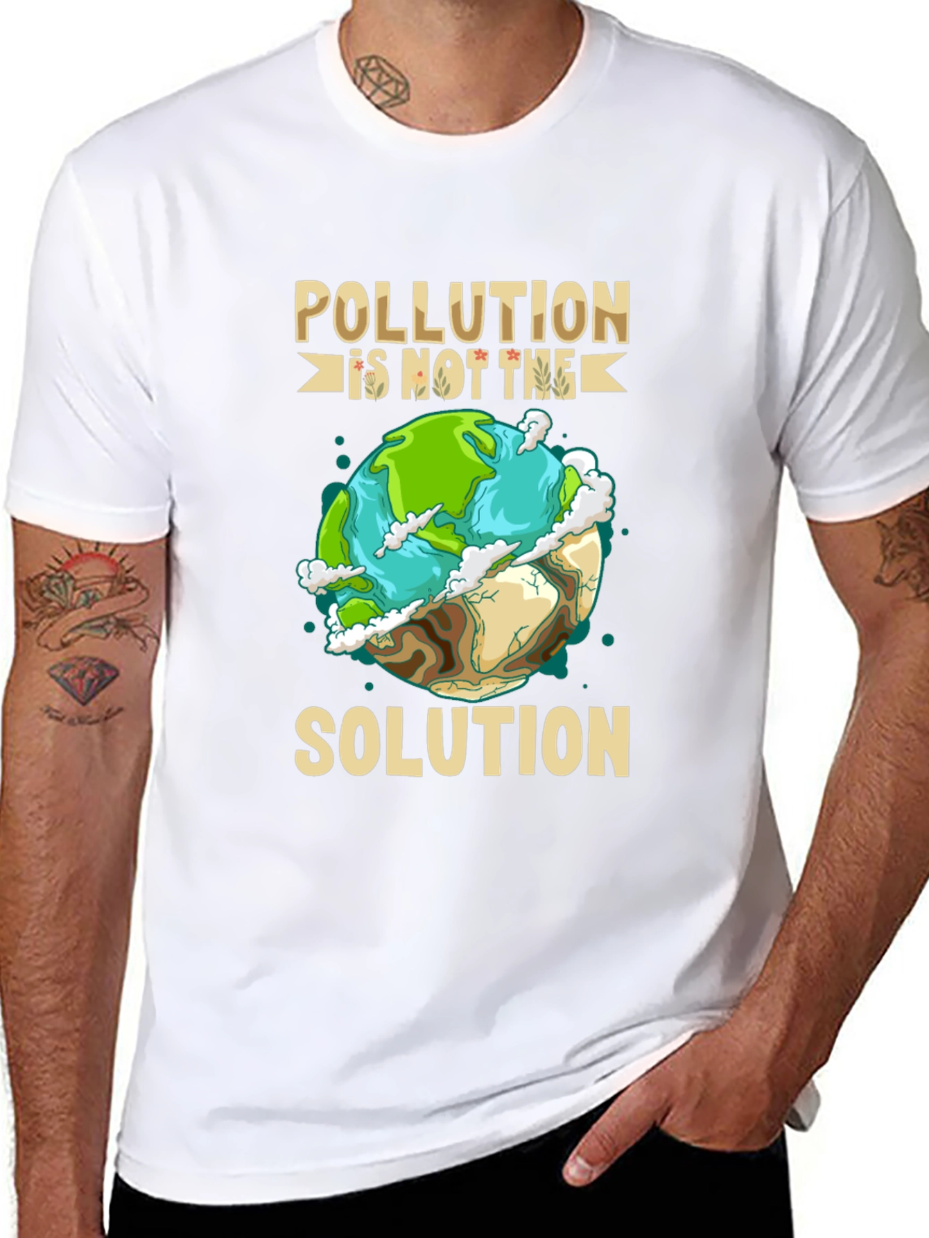 Eco-Friendly Pollution is Not the Solution Graphic Tee - 8