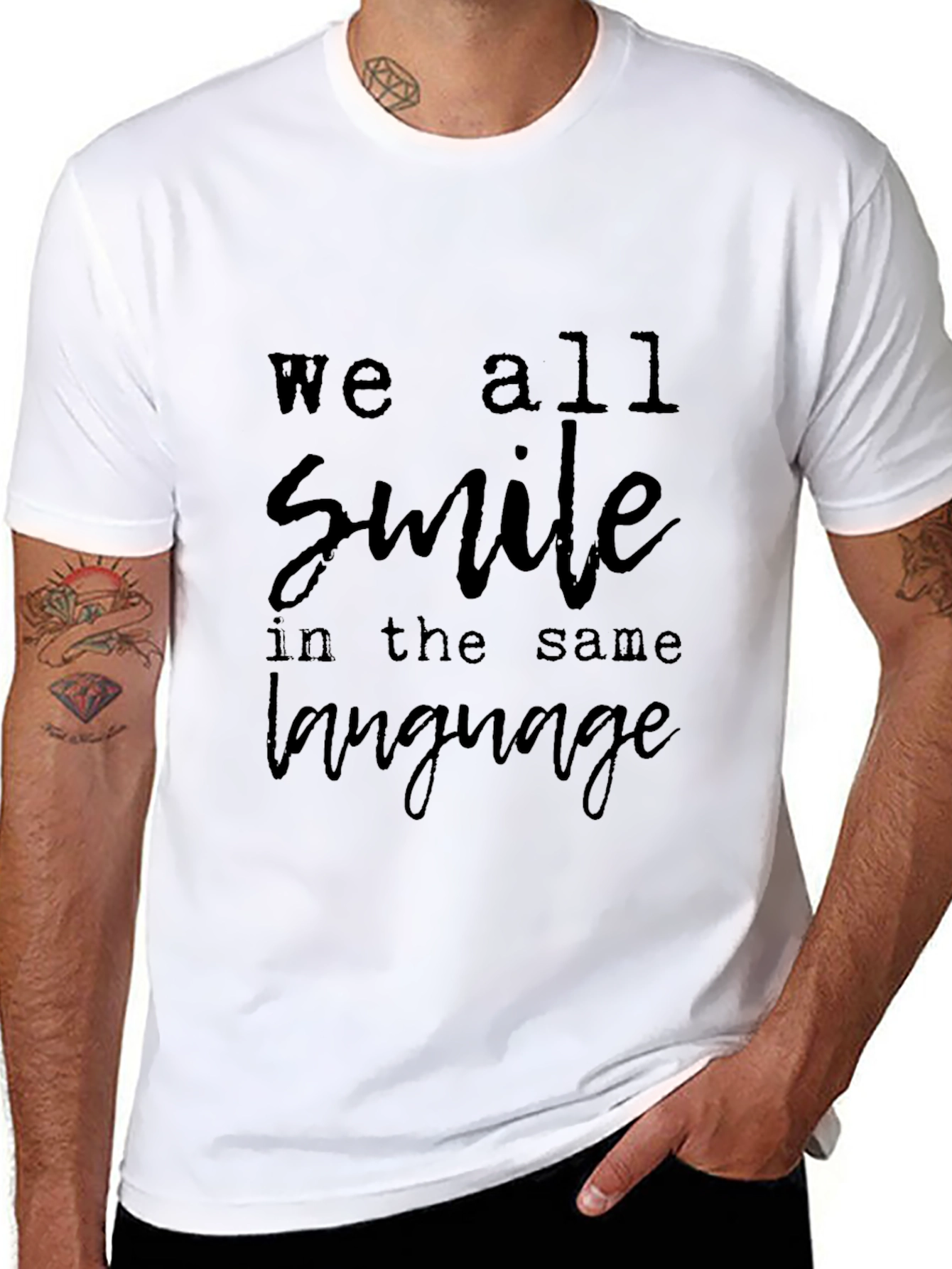 Black We All Smile T-Shirt - Soft Cotton Blend view 8