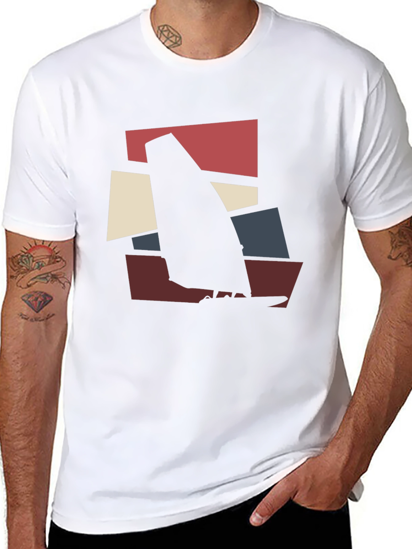 Black Modern Windsurfing Graphic Tee - Black view 8