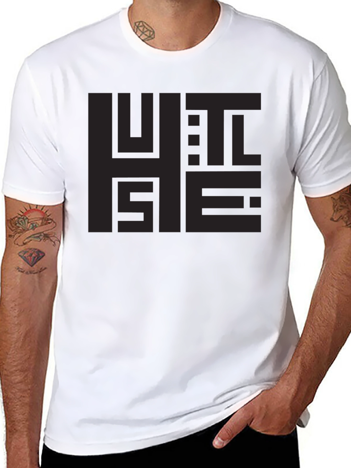 Black Geometric Word Art Black T-Shirt view 8