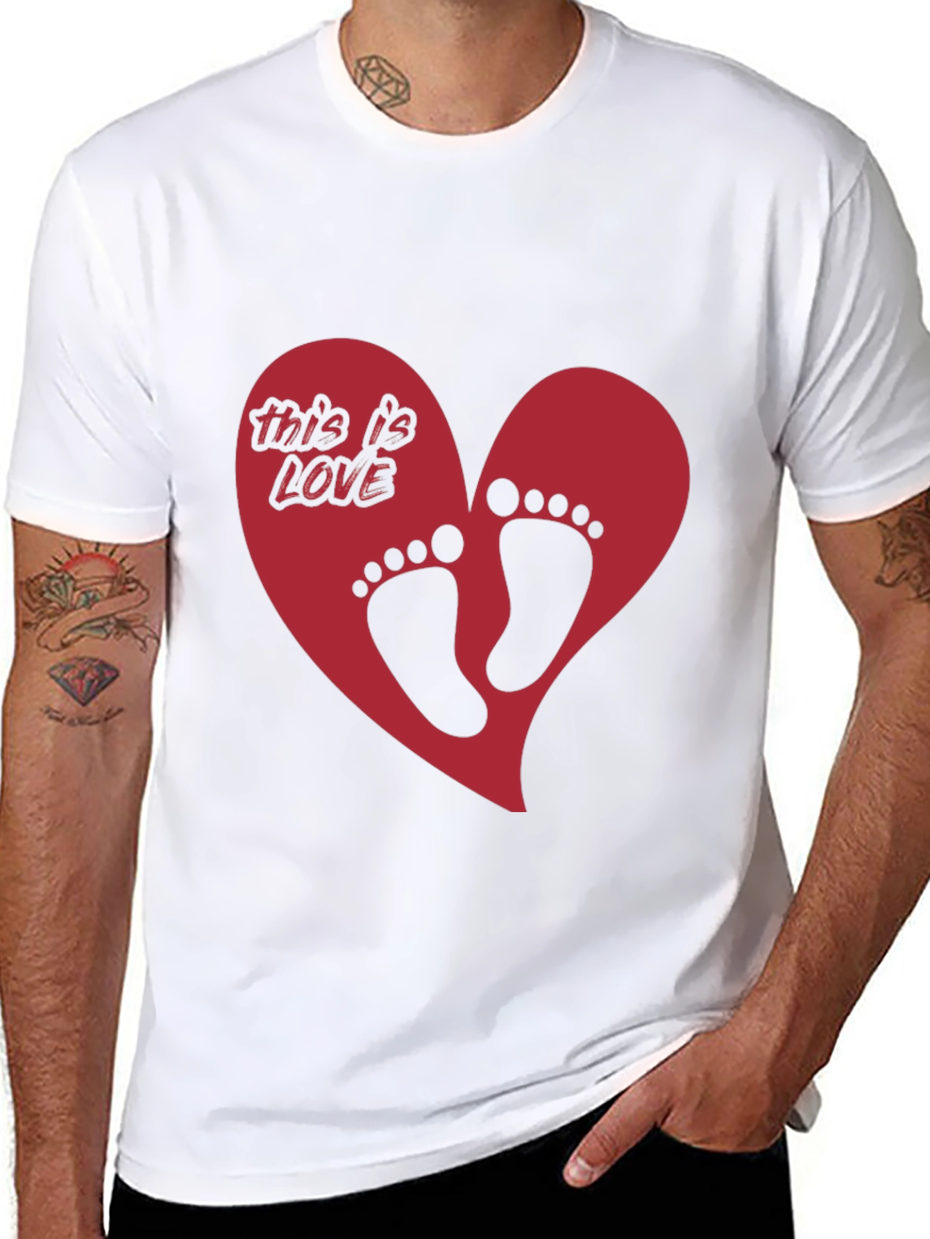 Black Love Footprint Heart Graphic Tee - Trendy Black T-Shirt view 8