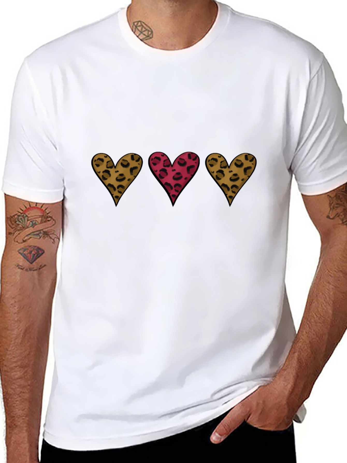 Black Leopard Heart Graphic Tee - Stylish Casual Wear view 8