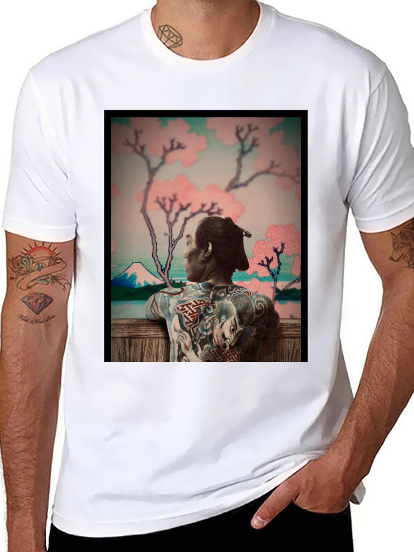 Black Japanese Art Tattoo T-Shirt - Unique Graphic Tee view 8