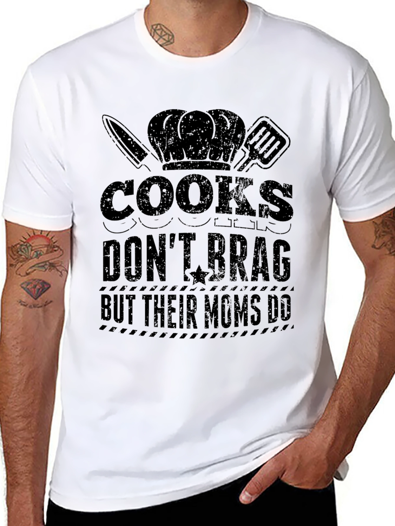 Black Cooks Don't Brag Funny Graphic T-Shirt view 8