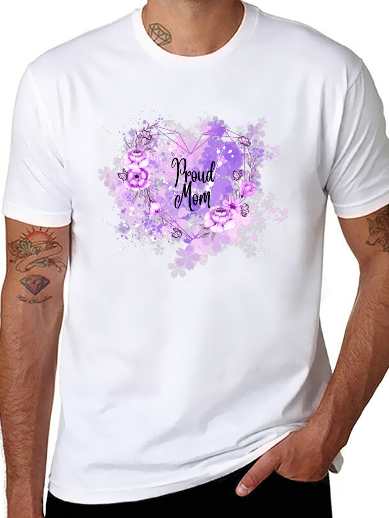 Black Proud Mom Floral T-Shirt view 8