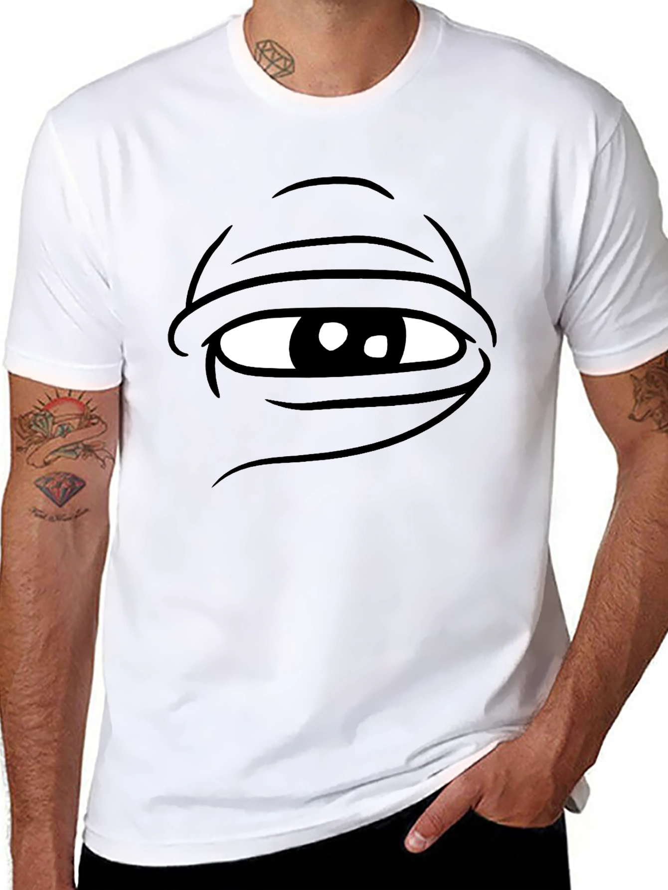 Black Pepe Eye Black T-Shirt - Adult Humor Graphic Tee view 8
