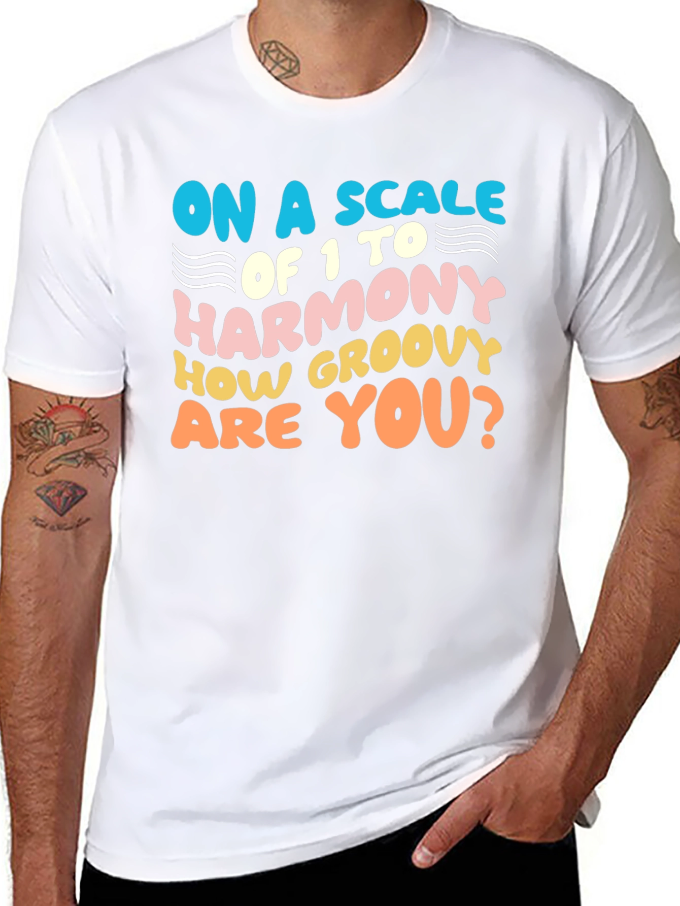 Black Groovy Harmony T-Shirt - Fun Retro Style view 8