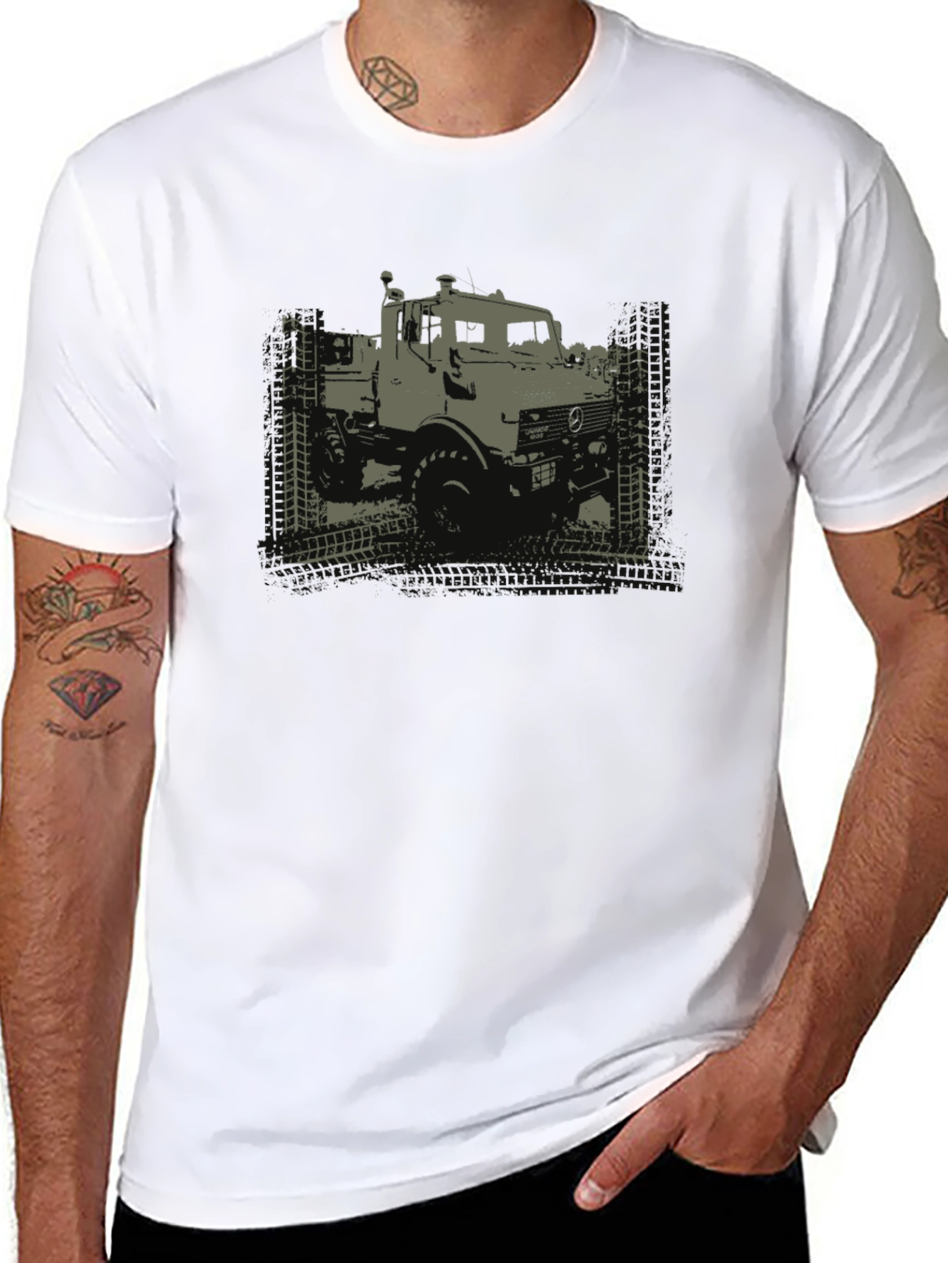 Black Off-Road Truck Graphic Tee - Black Cotton T-Shirt view 8