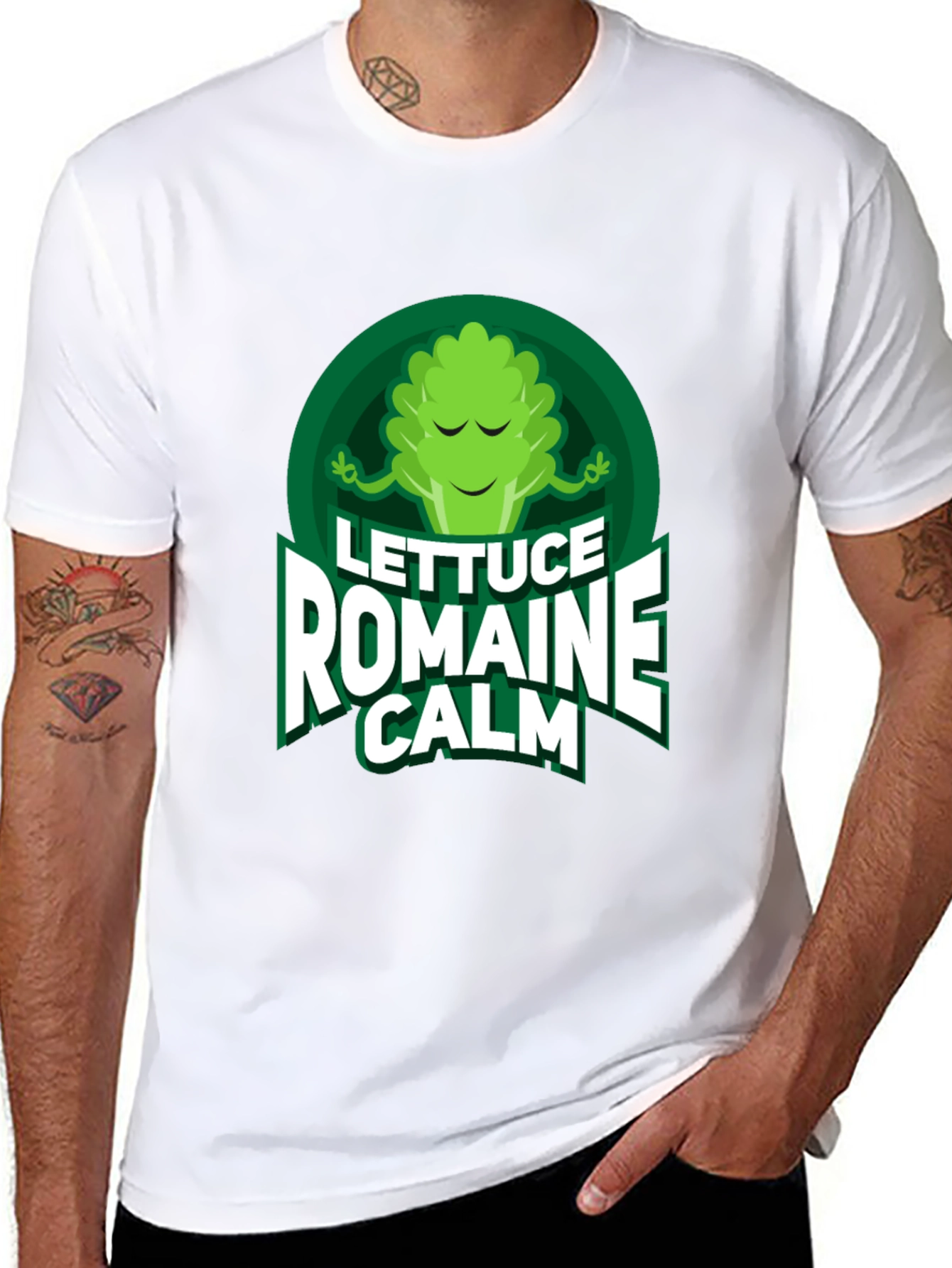 Black Lettuce Romaine Calm T-Shirt - Funny Vegan Tee view 8