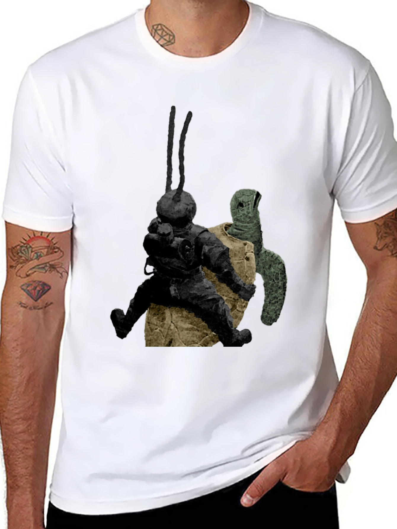 Black Diver & Turtle Graphic Tee - Unique Design, Soft Cotton view 8