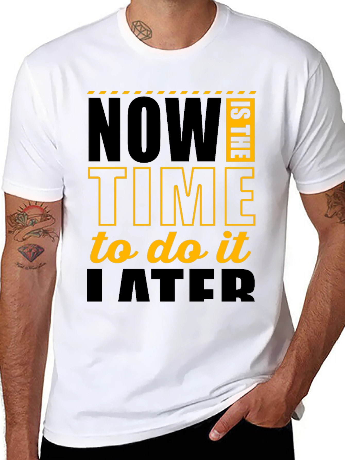 Black Funny Procrastination T-Shirt - Now Is The Time To Do It Later view 8