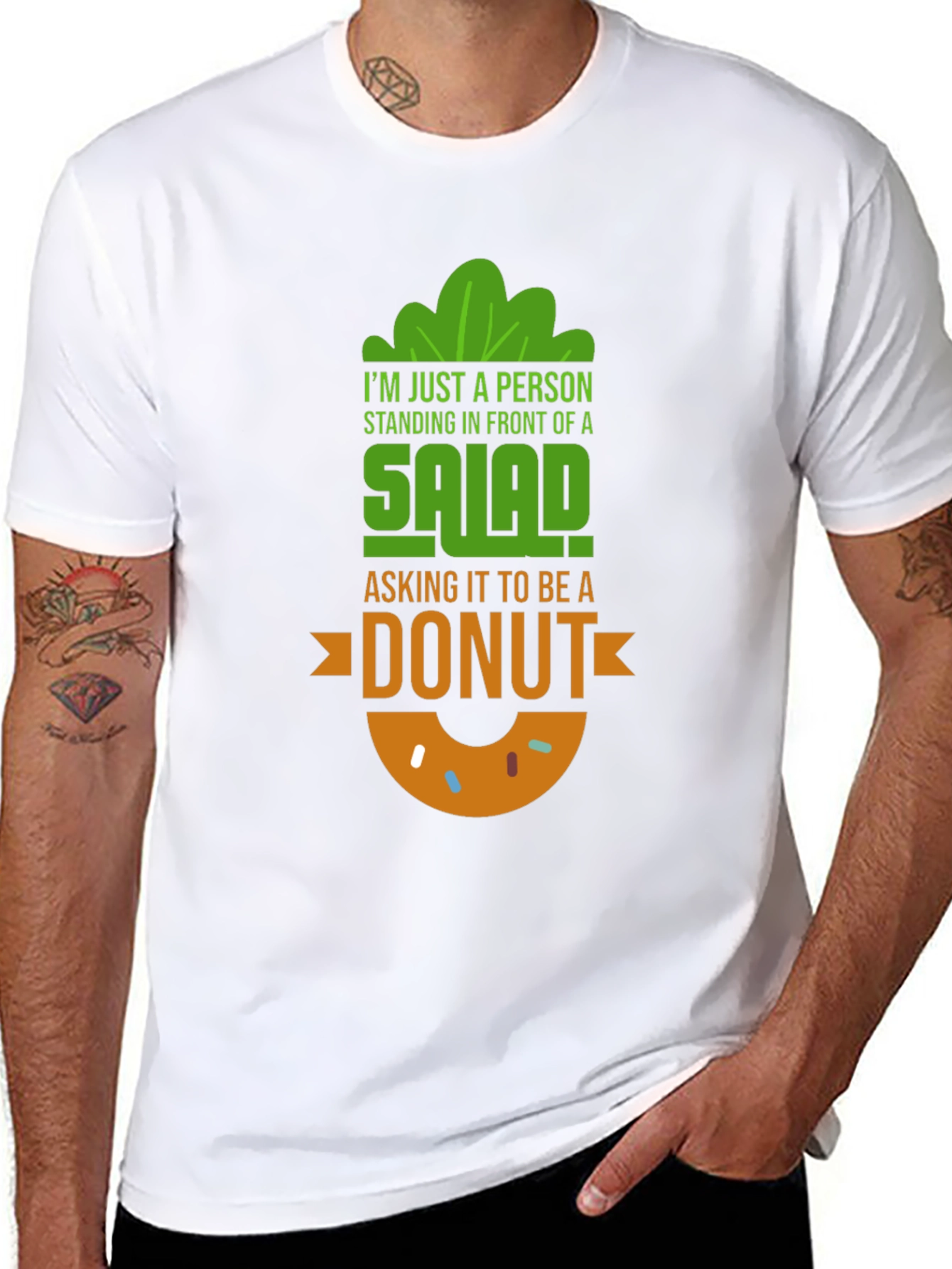 Black Salad to Donut Graphic Tee - Funny Foodie Shirt view 8