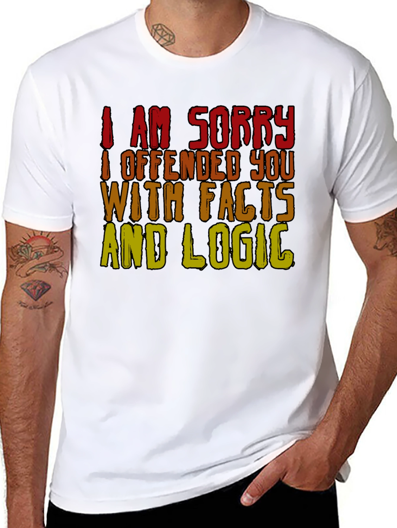 Black Funny Facts & Logic T-Shirt - Offended You? Tee view 8