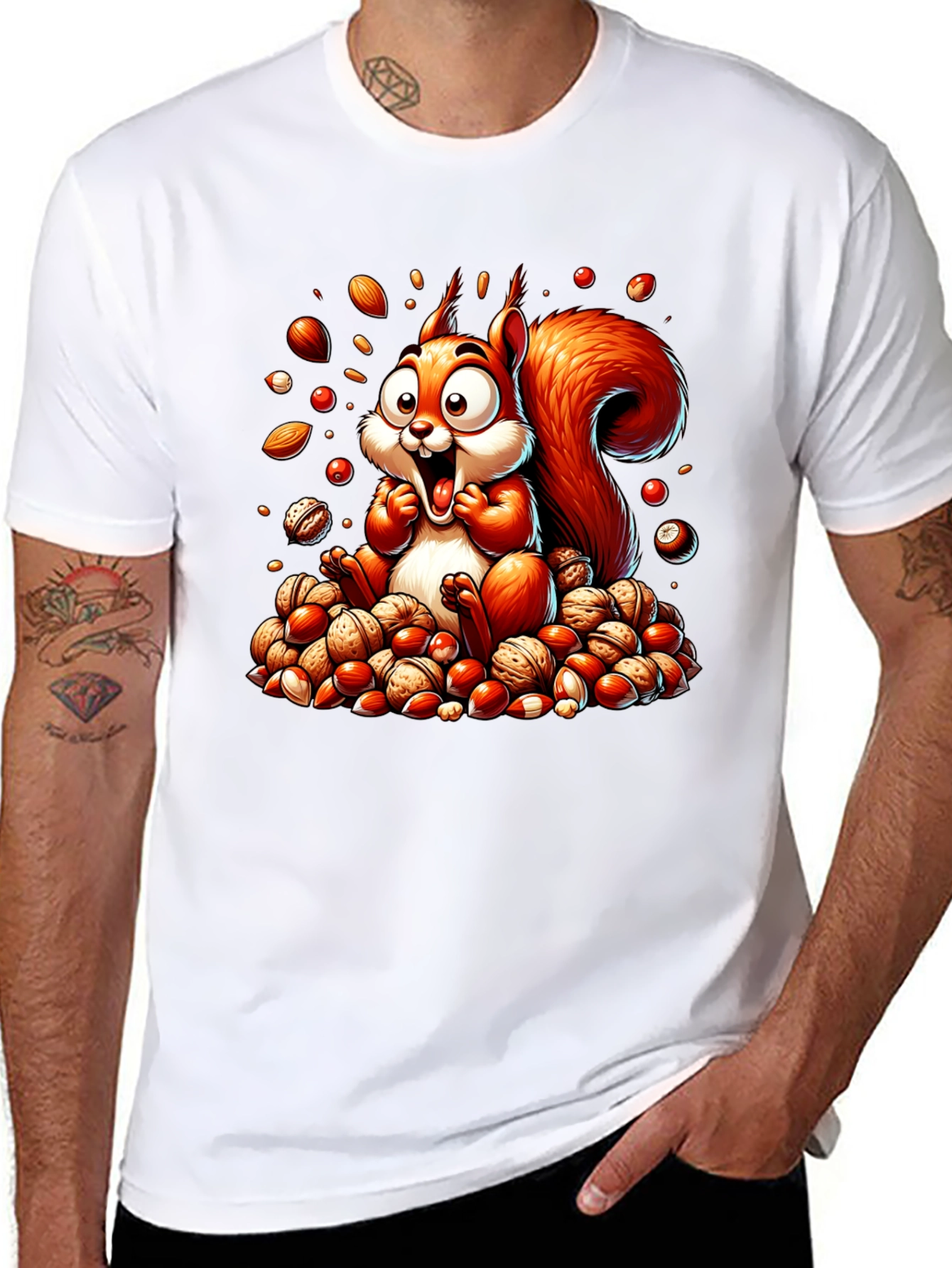 Black Squirrel Nut Lover T-Shirt - Cartoon Design view 8