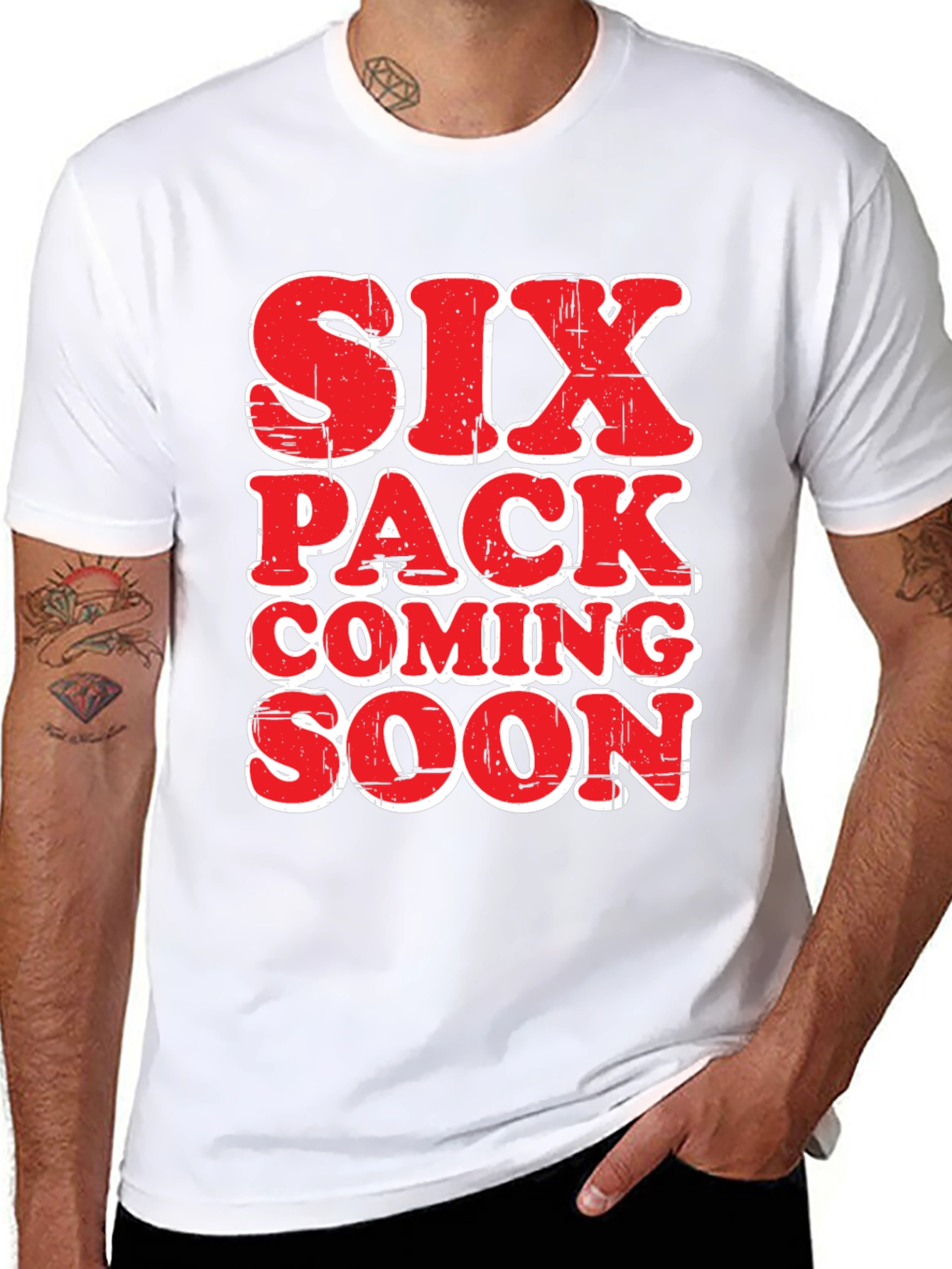 Black Six Pack Coming Soon Funny Men's T-Shirt view 8