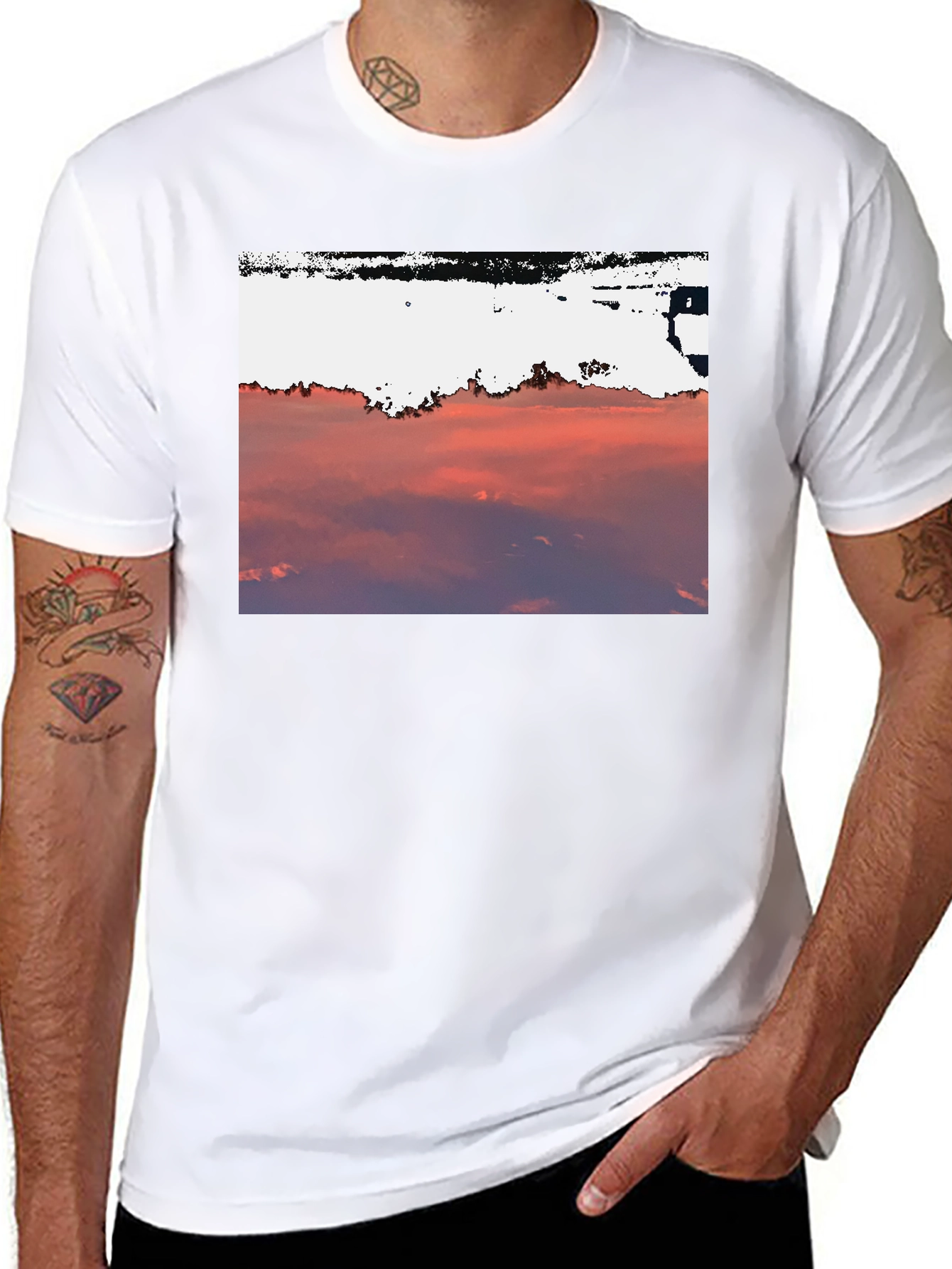 Black Sunset Sky Graphic Tee - Black Cotton Blend view 8