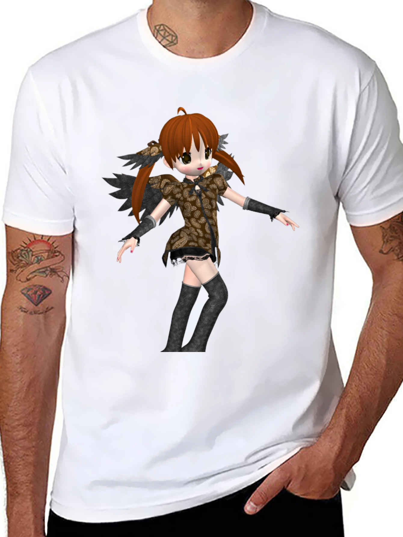 Black Anime Girl Graphic Black T-Shirt view 8