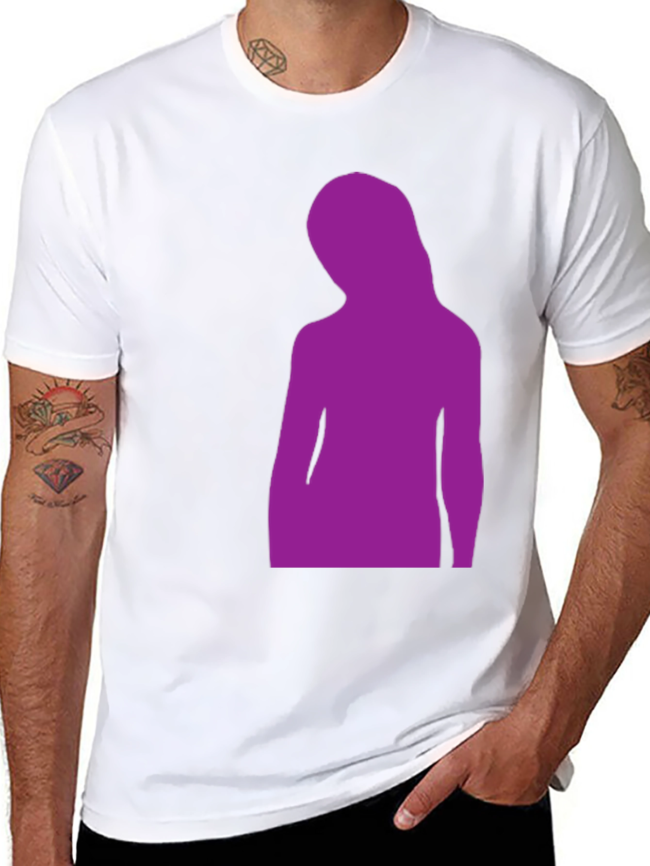 Black Purple Silhouette Graphic Black T-Shirt view 8