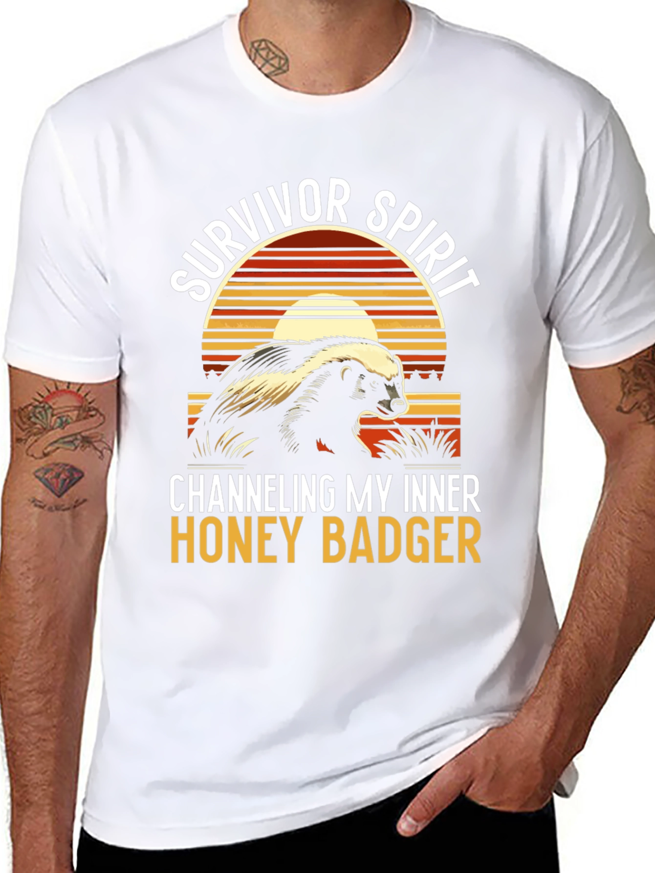 Black Survivor Spirit Honey Badger Graphic Tee view 8