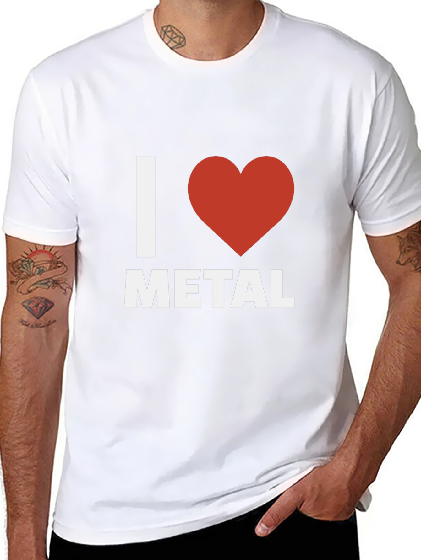 Black I Heart Metal Graphic Tee - Black Cotton T-Shirt view 8