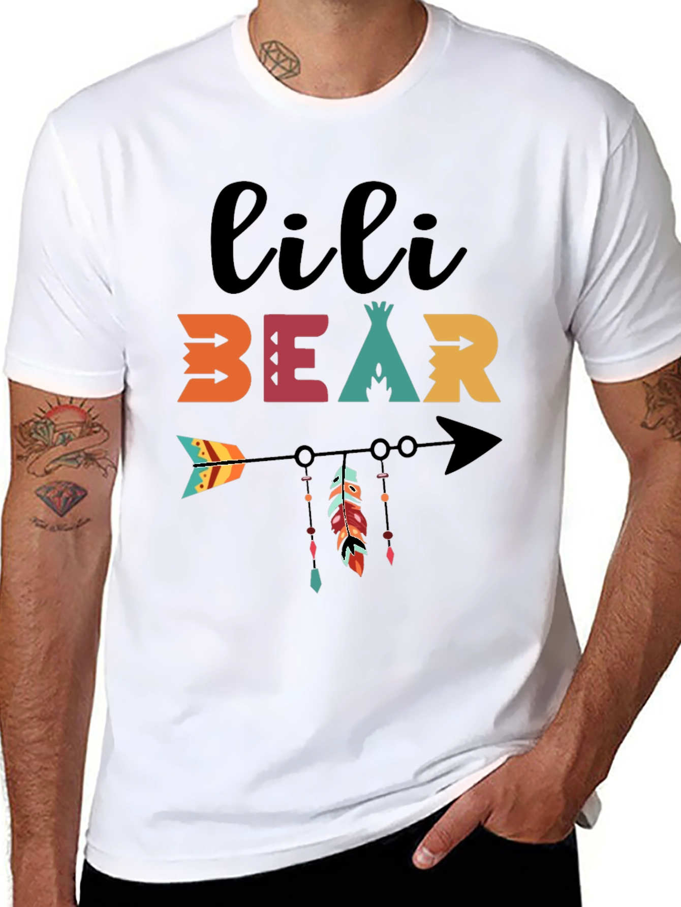 Black Lili Bear Arrow Graphic Tee - Black Cotton Blend Shirt view 8