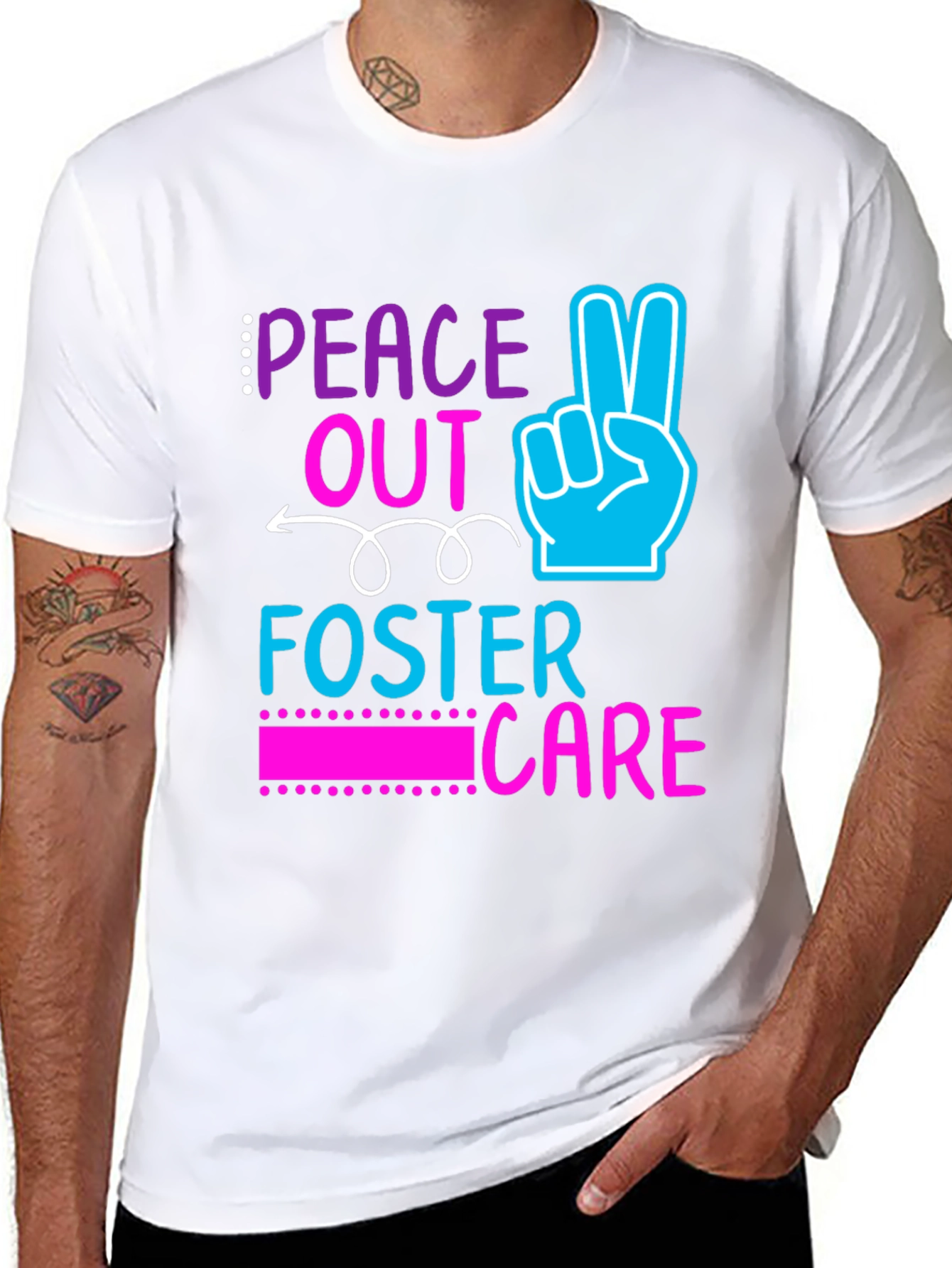 Black Peace Out Foster Care Graphic Tee view 8