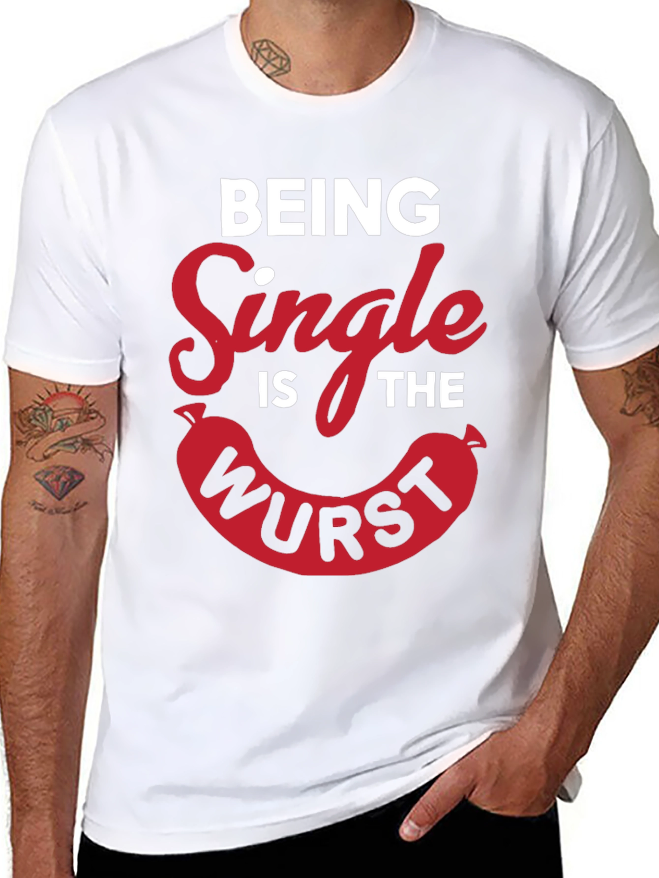 Black Being Single Is The Wurst Novelty T-Shirt view 8