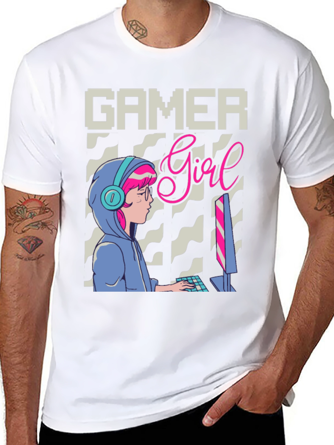 Black Gamer Girl Graphic Tee - Stylish Gaming Apparel view 8