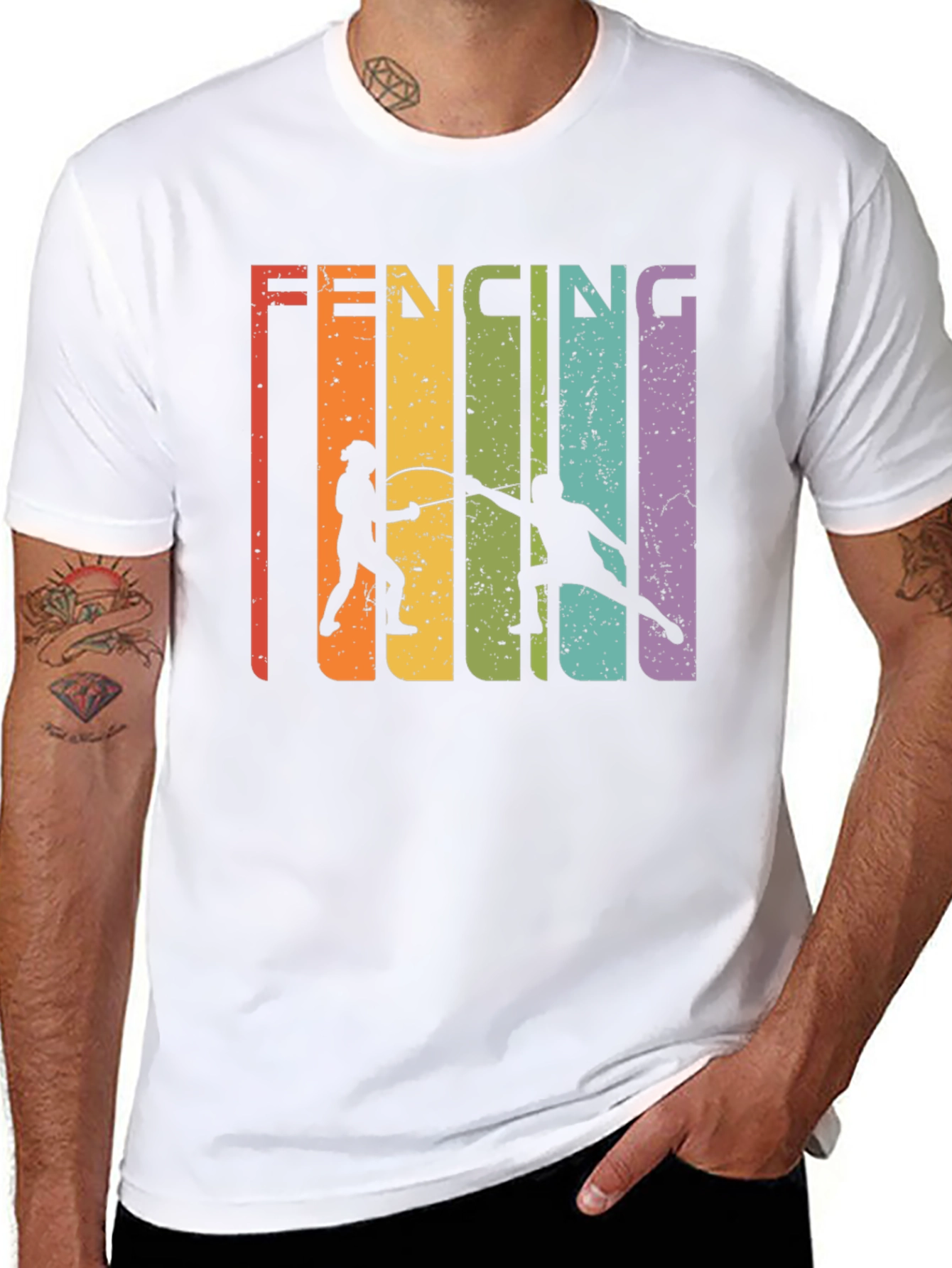 Black Retro Fencing Graphic T-Shirt view 8