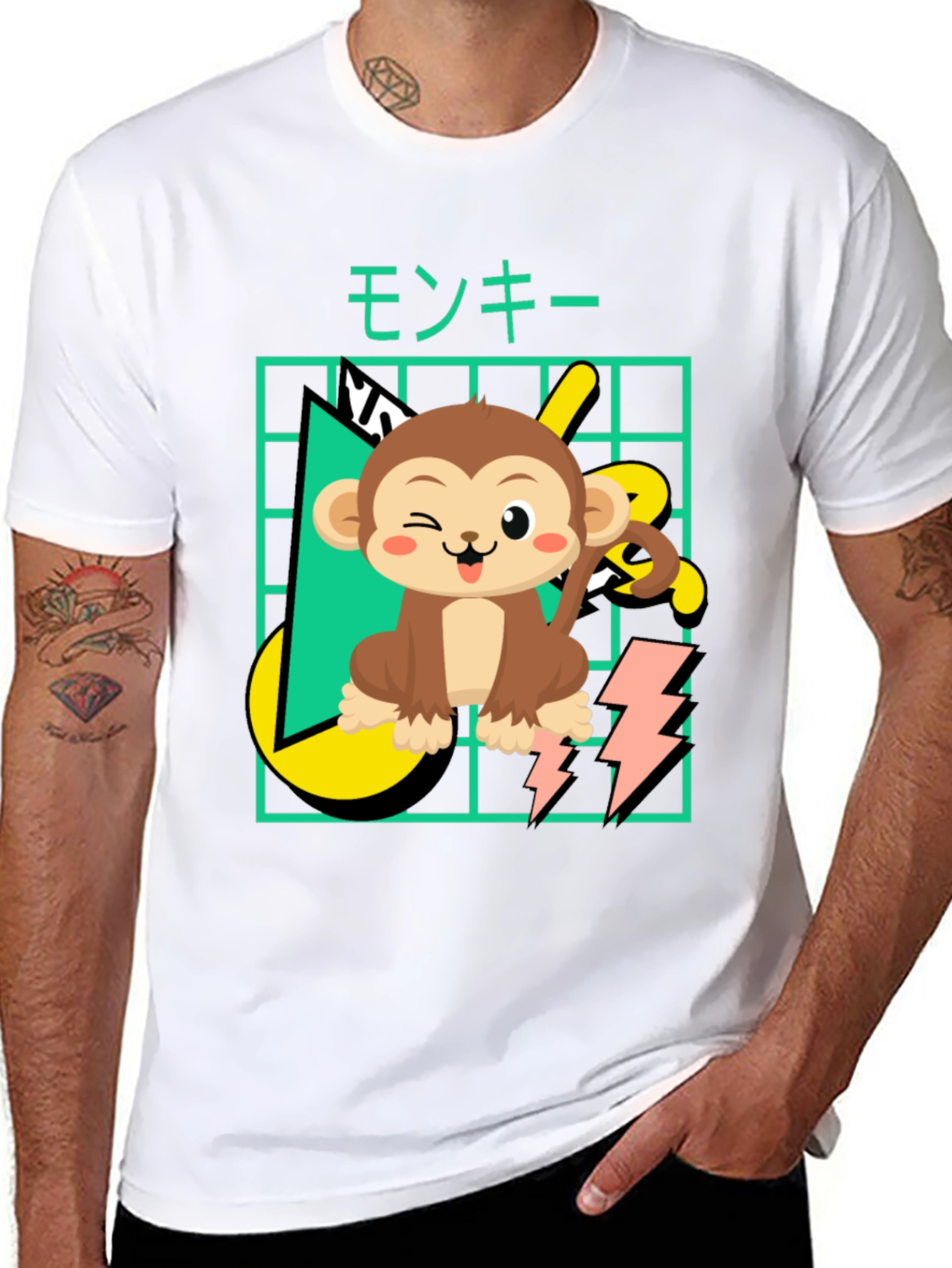 Black Cartoon Monkey Graphic Tee view 8
