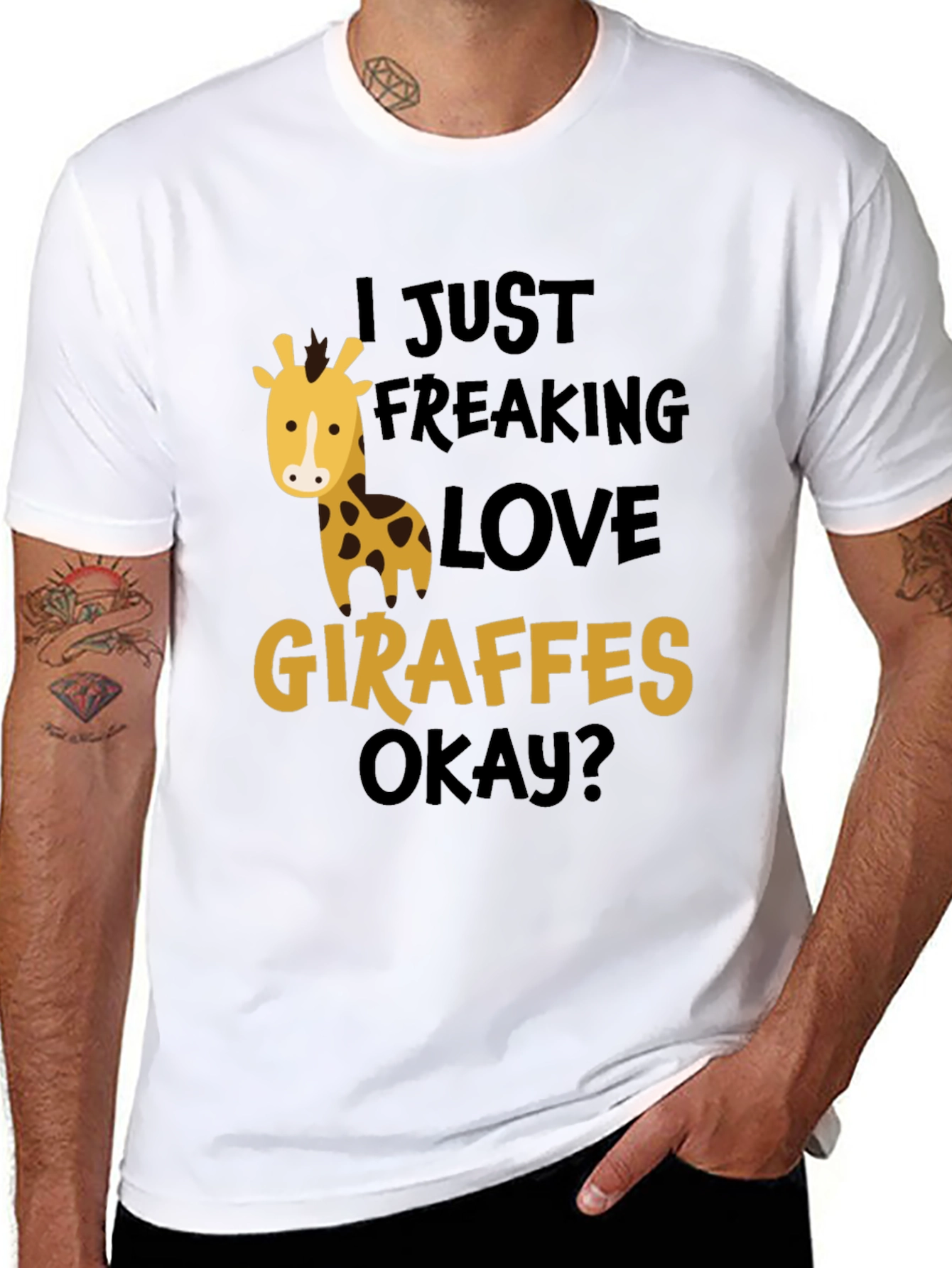 Black I Just Freaking Love Giraffes T-Shirt view 8